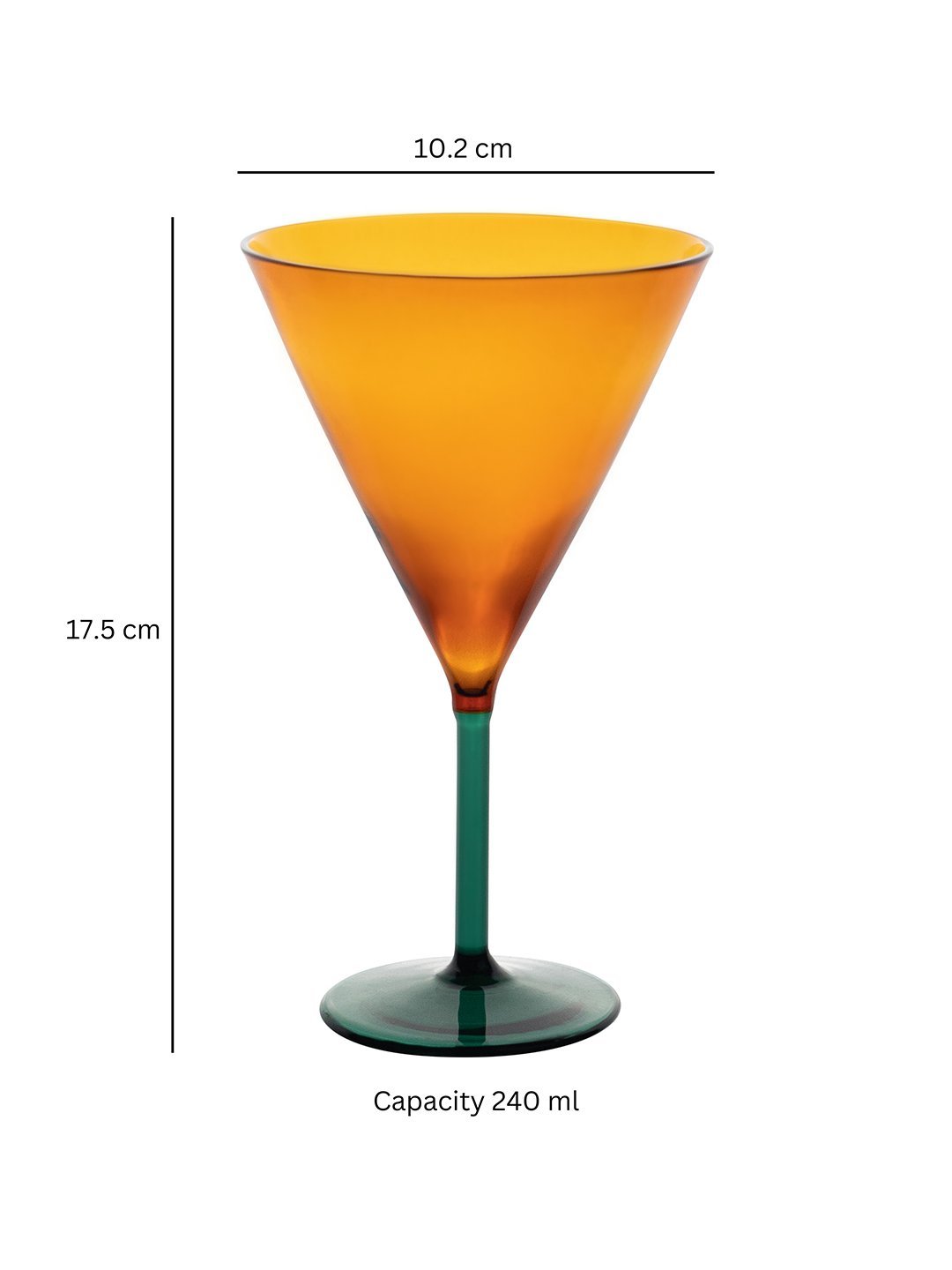 Aurora Flame Martini Glass - Borotechheight : 175 mm diameter: 100 mm ml capacity : 240 ml2AmberBorotech