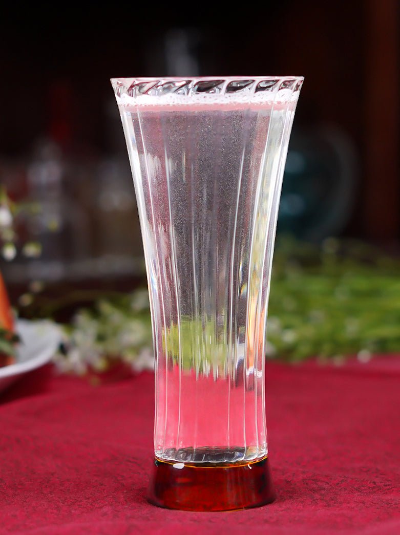 Set Of 4 Borosilicate Ribbed Beer Glasses with Amber Base - Borotech