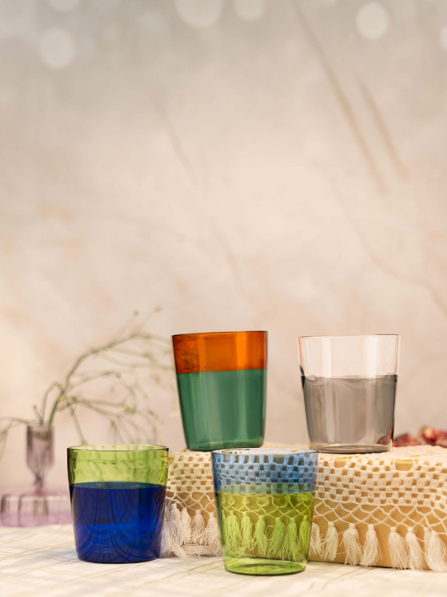 Set Of 4 Borosilicate Spectrum Glow Drinkware Set - BorotechDark greenG - 167w teal green