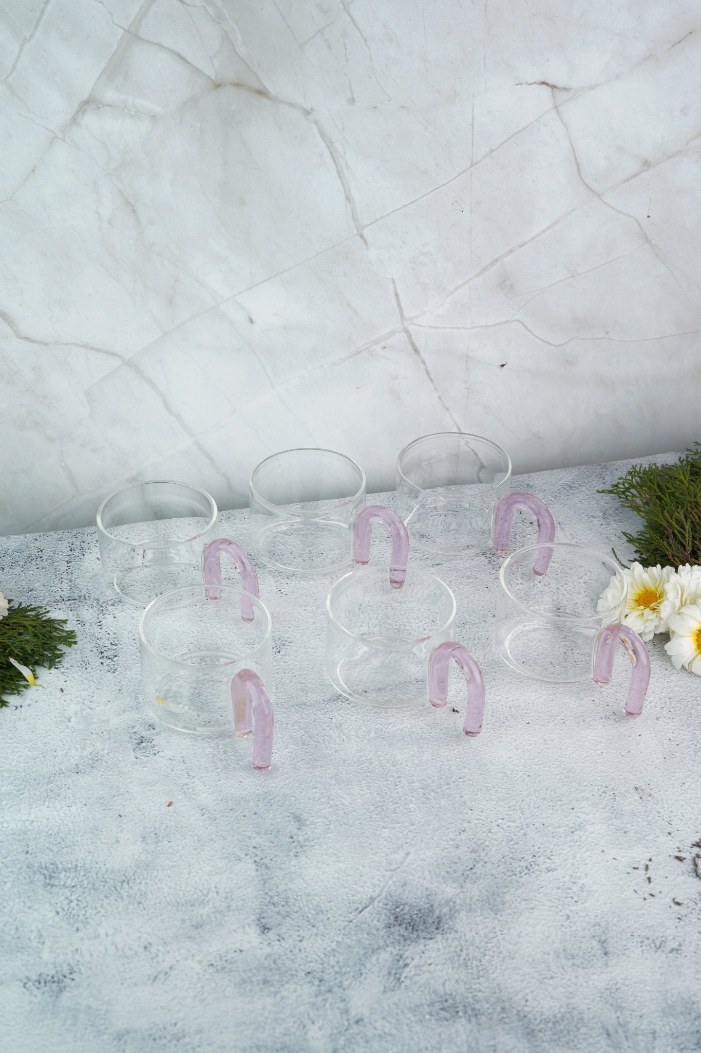 Borosilicate Tea Cups with Arch Handles - Borotechpink2Borotech