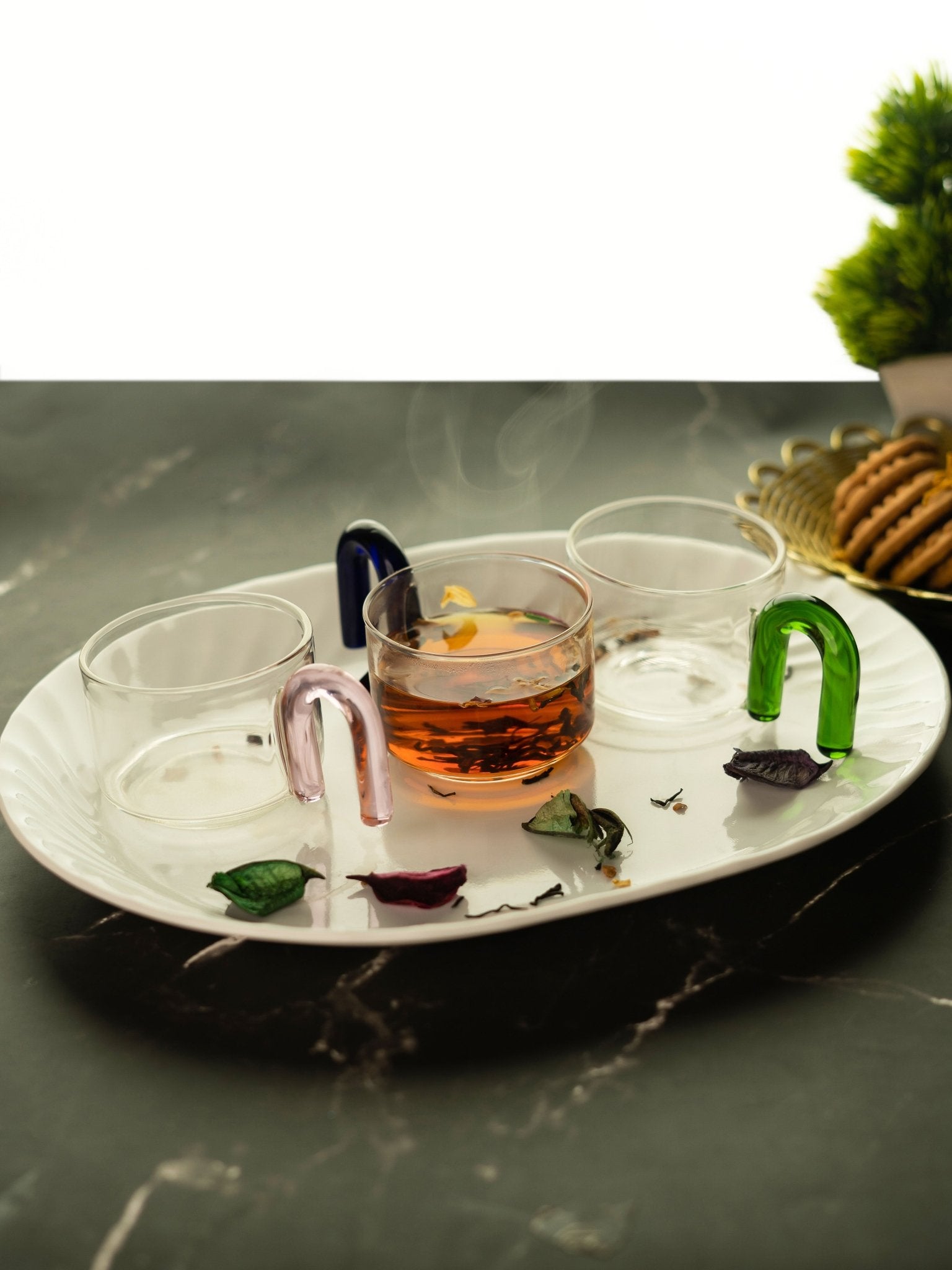 Borosilicate Tea Cups with Arch Handles - Borotechgreen2G - 200A GREENBorotech