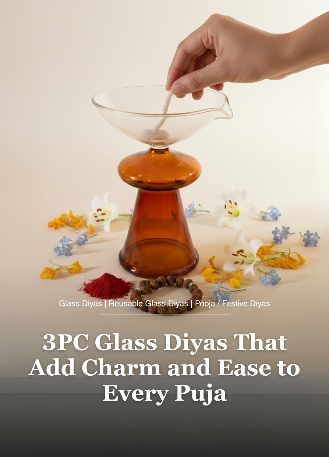 3PC Glass Diyas That Add Charm and Ease to Every Puja - Borotech