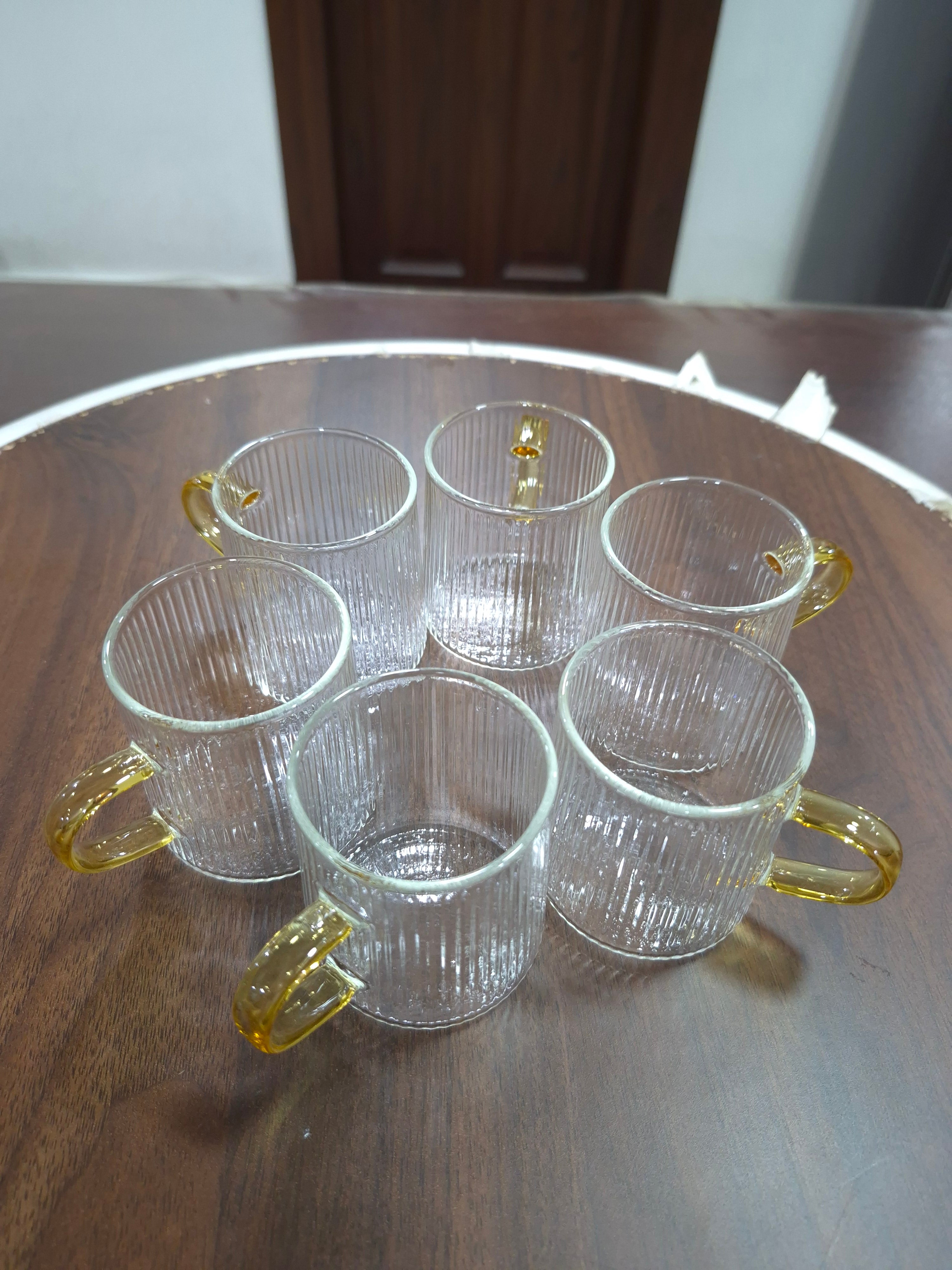 Borosilicate Ribbed Tea Cup set of 6