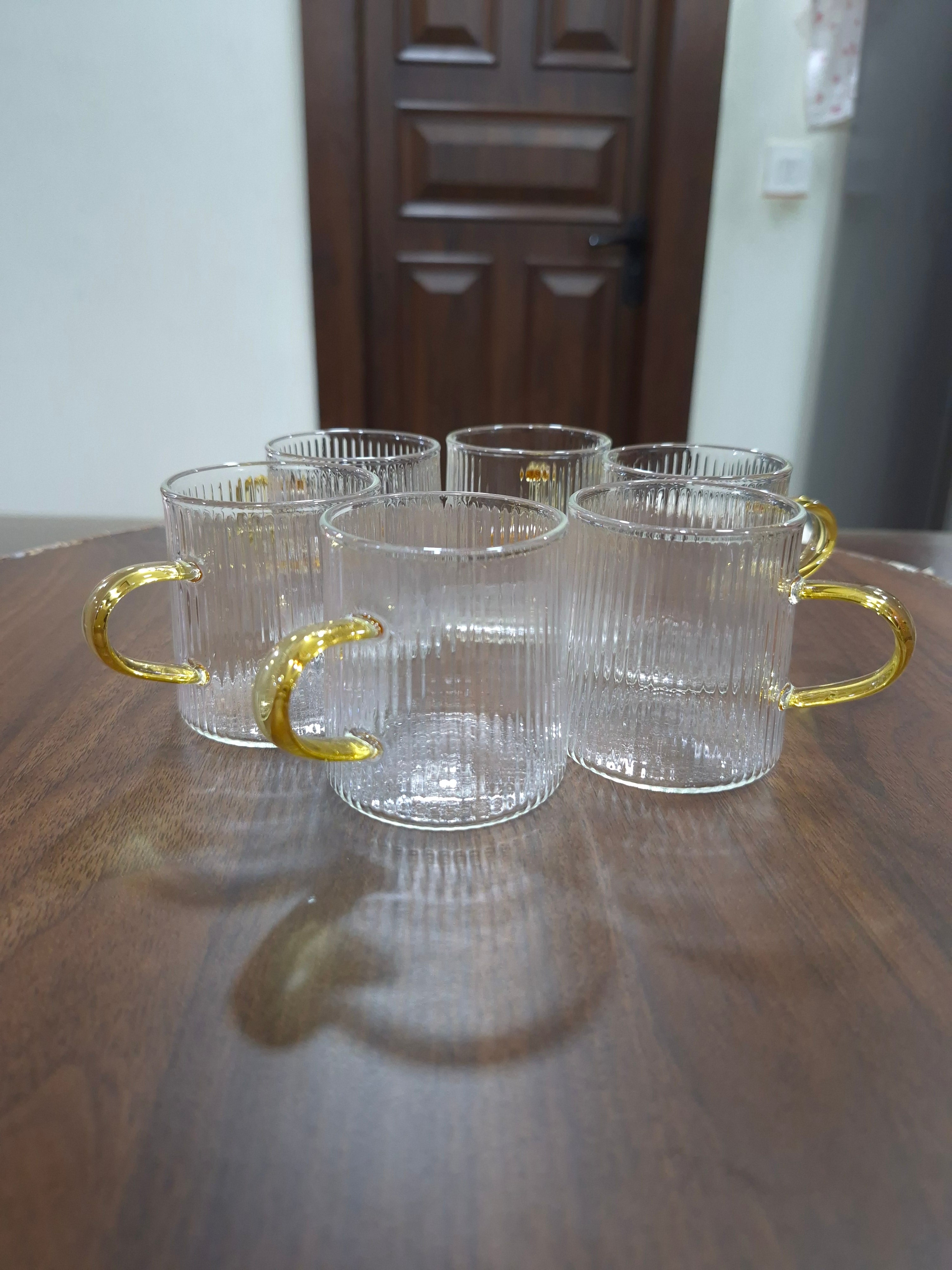 Borosilicate Ribbed Tea Cup set of 6