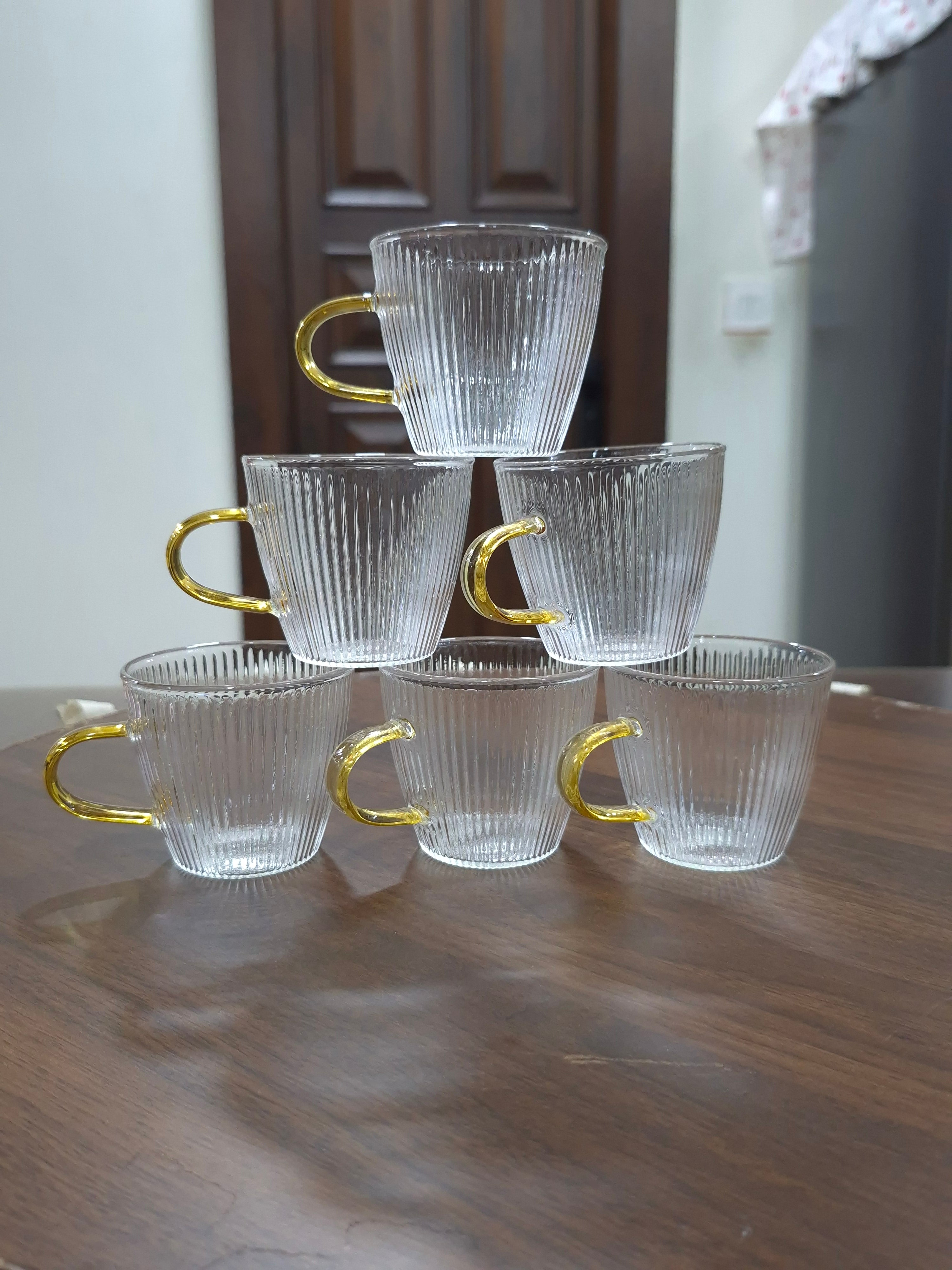 Ripple Flute Borosilicate Tea Glass set of 6