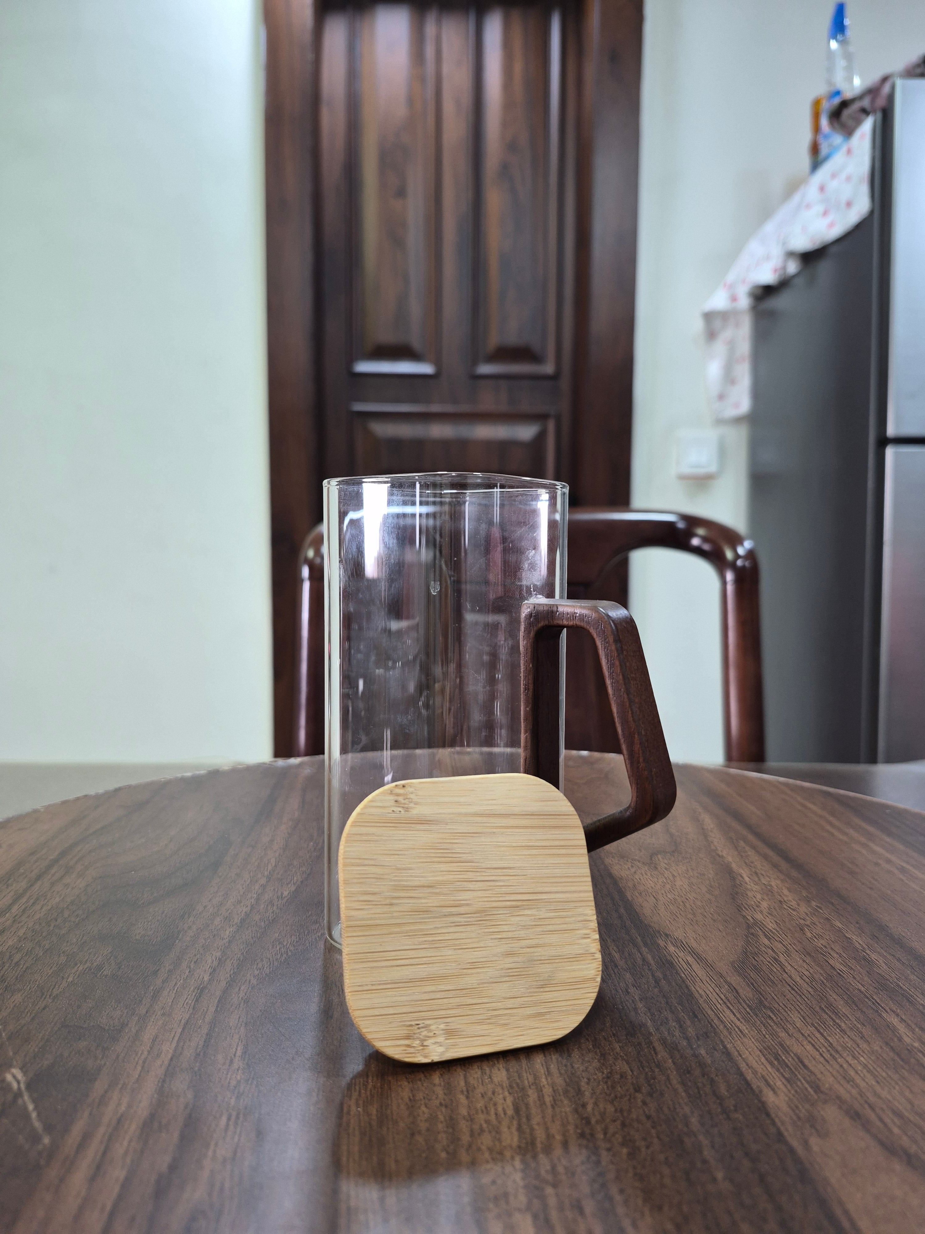Square Borosilicate Glass Mug with Bamboo Lid