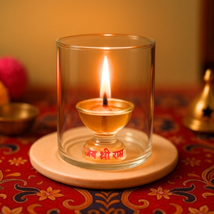 Borotech Heat-Resistant Glass Diya Cover set of 2 – Glass Dome for Puja, Mandir & Festive Decor