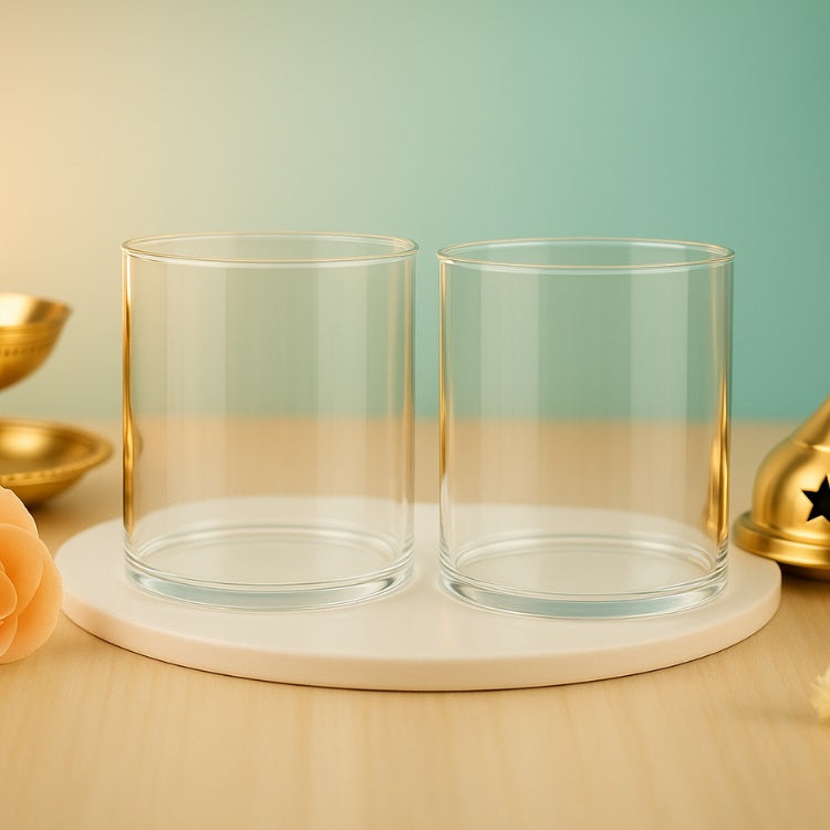 Borotech Heat-Resistant Glass Diya Cover set of 2 – Glass Dome for Puja, Mandir & Festive Decor