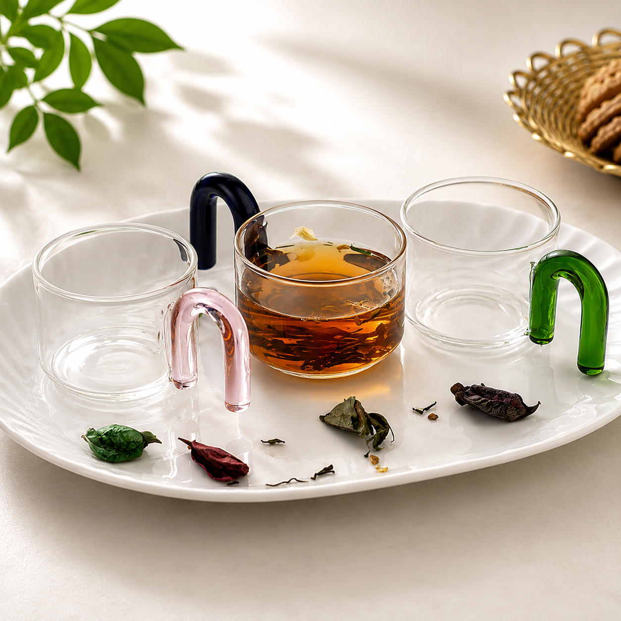 Borosilicate Tea Cups with Arch Handles