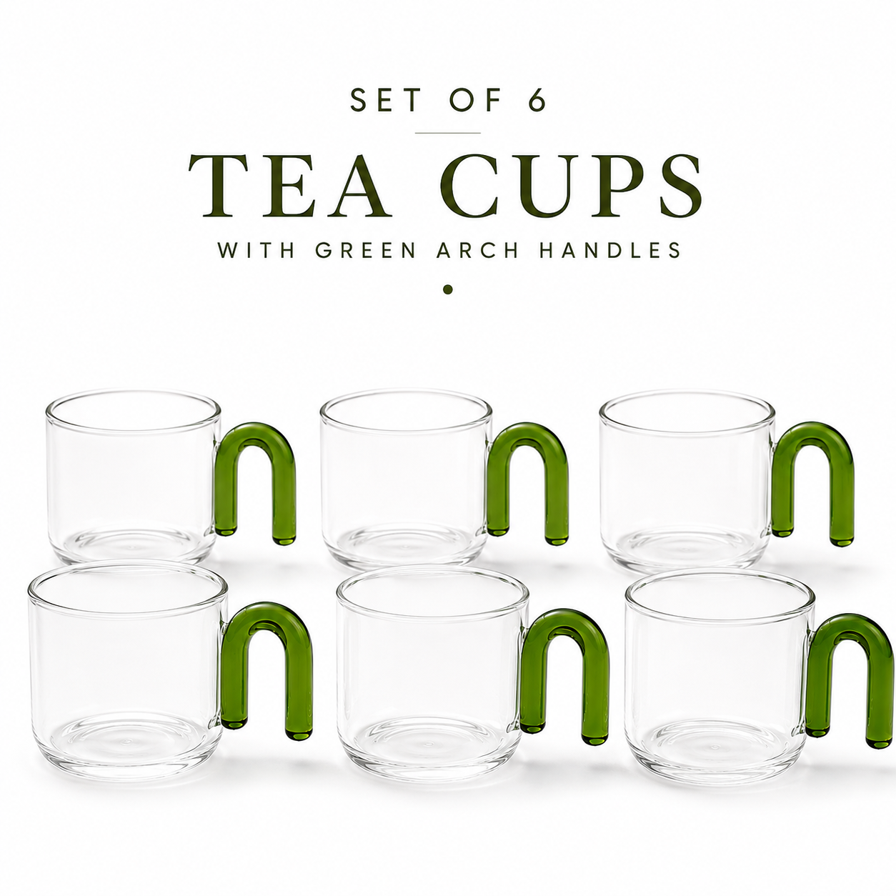 Borosilicate Tea Cups with Arch Handles