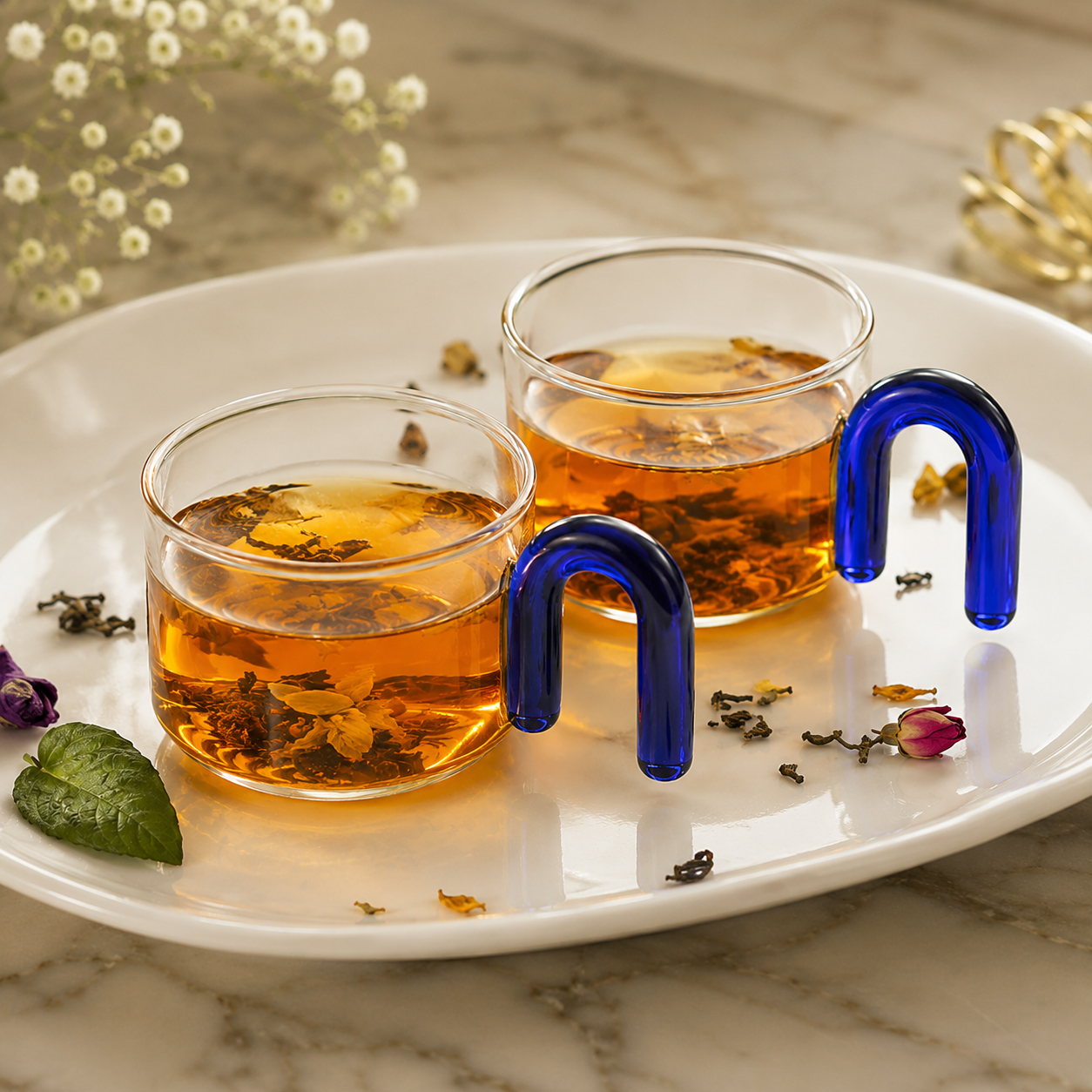 Borosilicate Tea Cups with Arch Handles