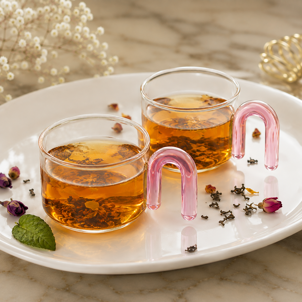 Borosilicate Tea Cups with Arch Handles