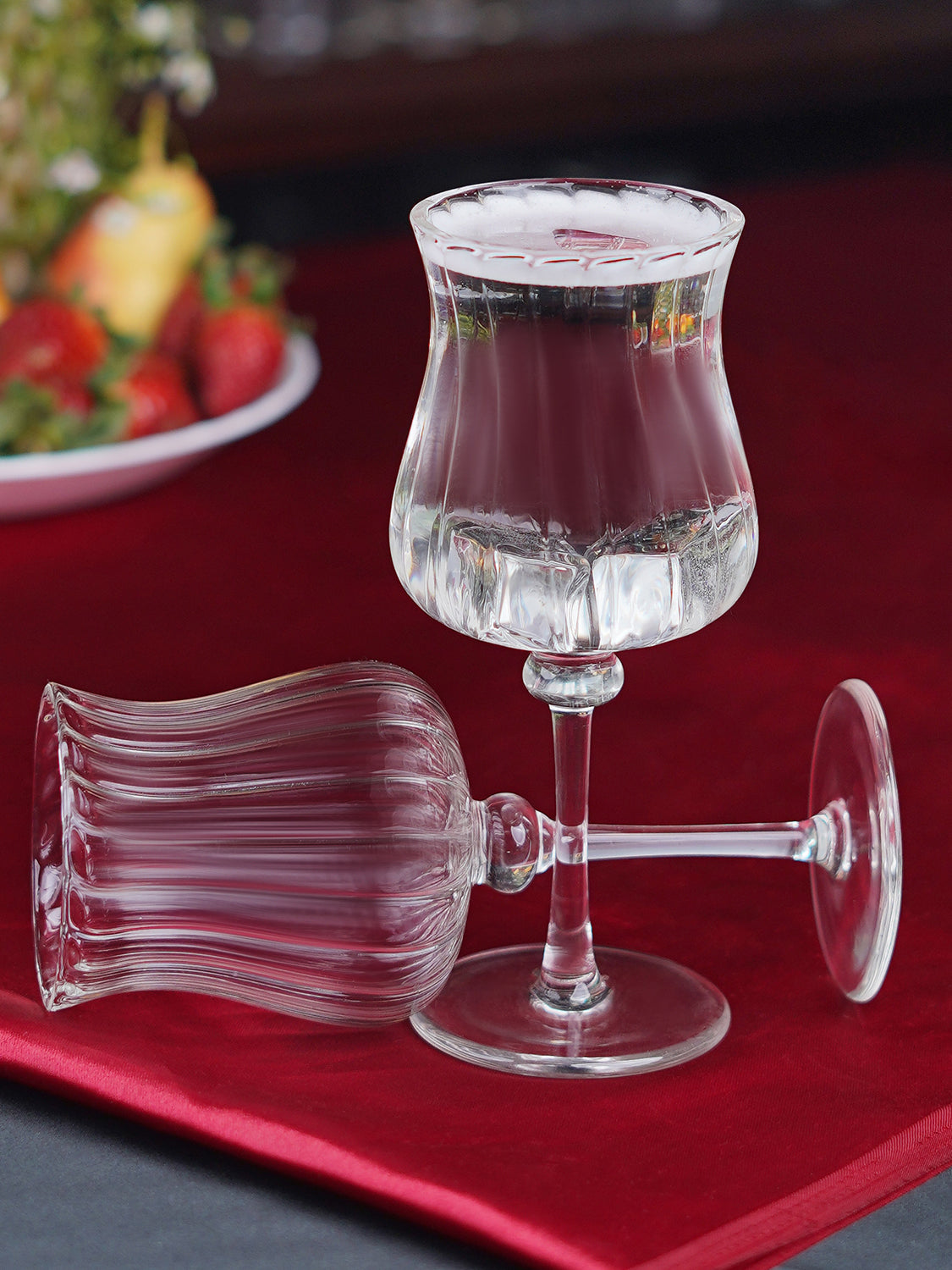 Bloom Fluted Stem Glass Set (Set of 2) – Spring-Inspired Elegant Drinkware