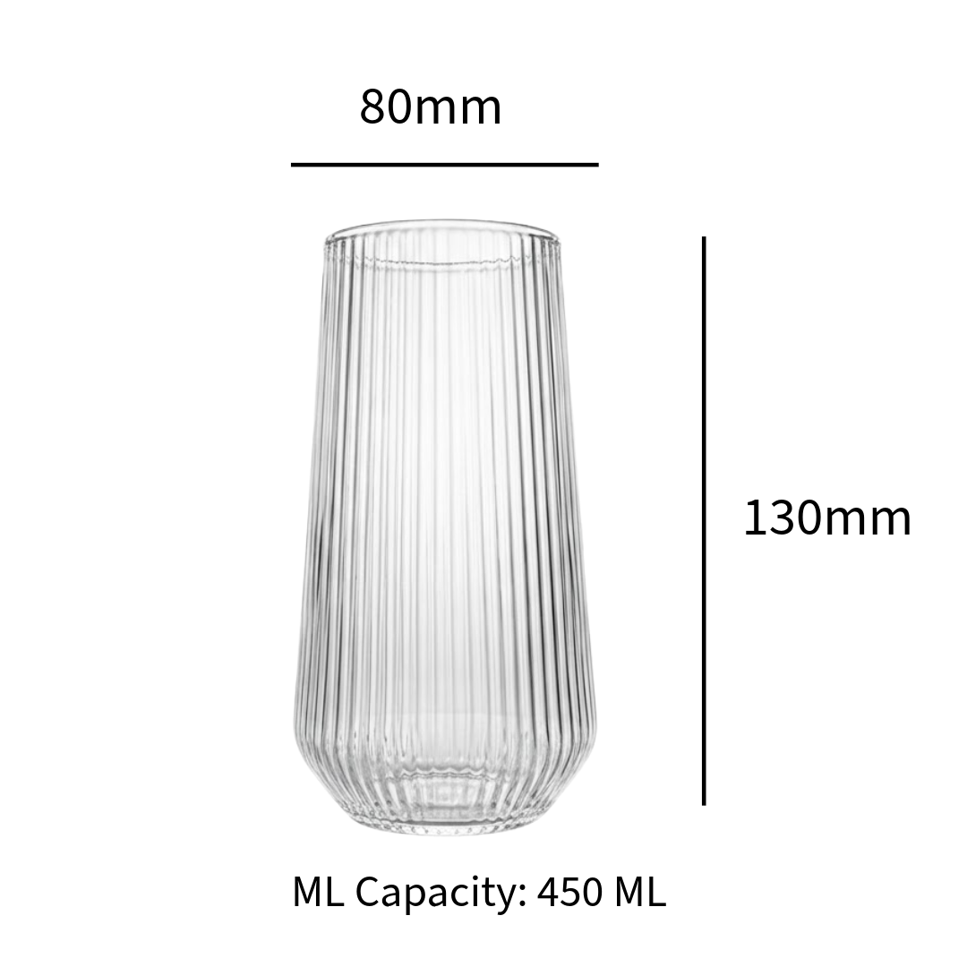 Ribbed Fluted Borosilicate Glass Tumbler