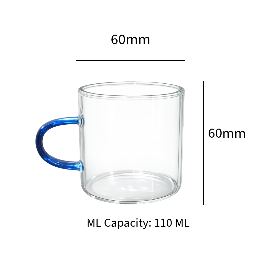 Rainbow Handle Borosilicate Tea Cup Set of 6