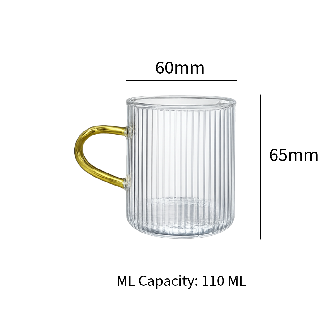 Borosilicate Ribbed Tea Cup set of 6