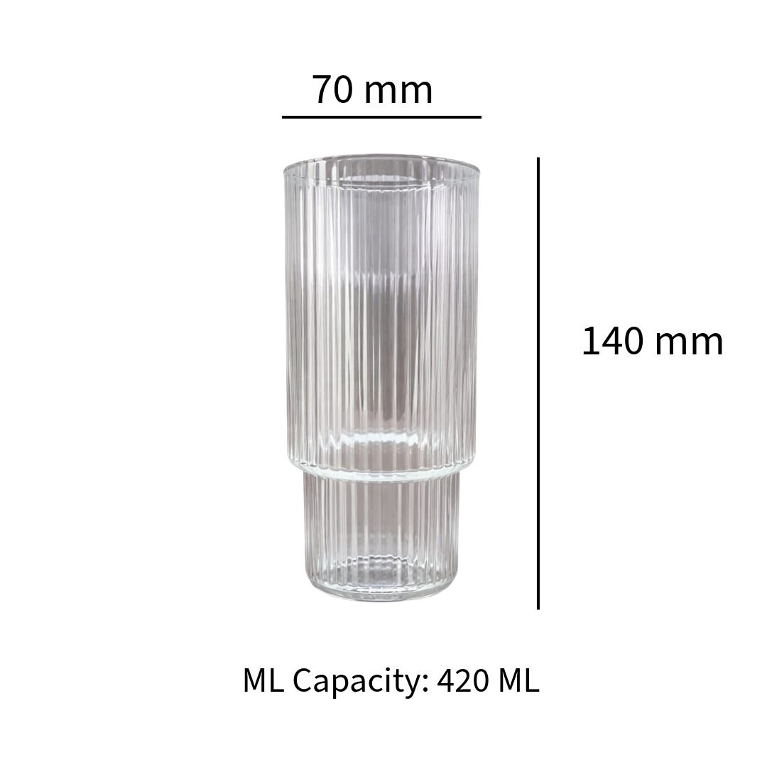Linear Ribbed Borosilicate Highball