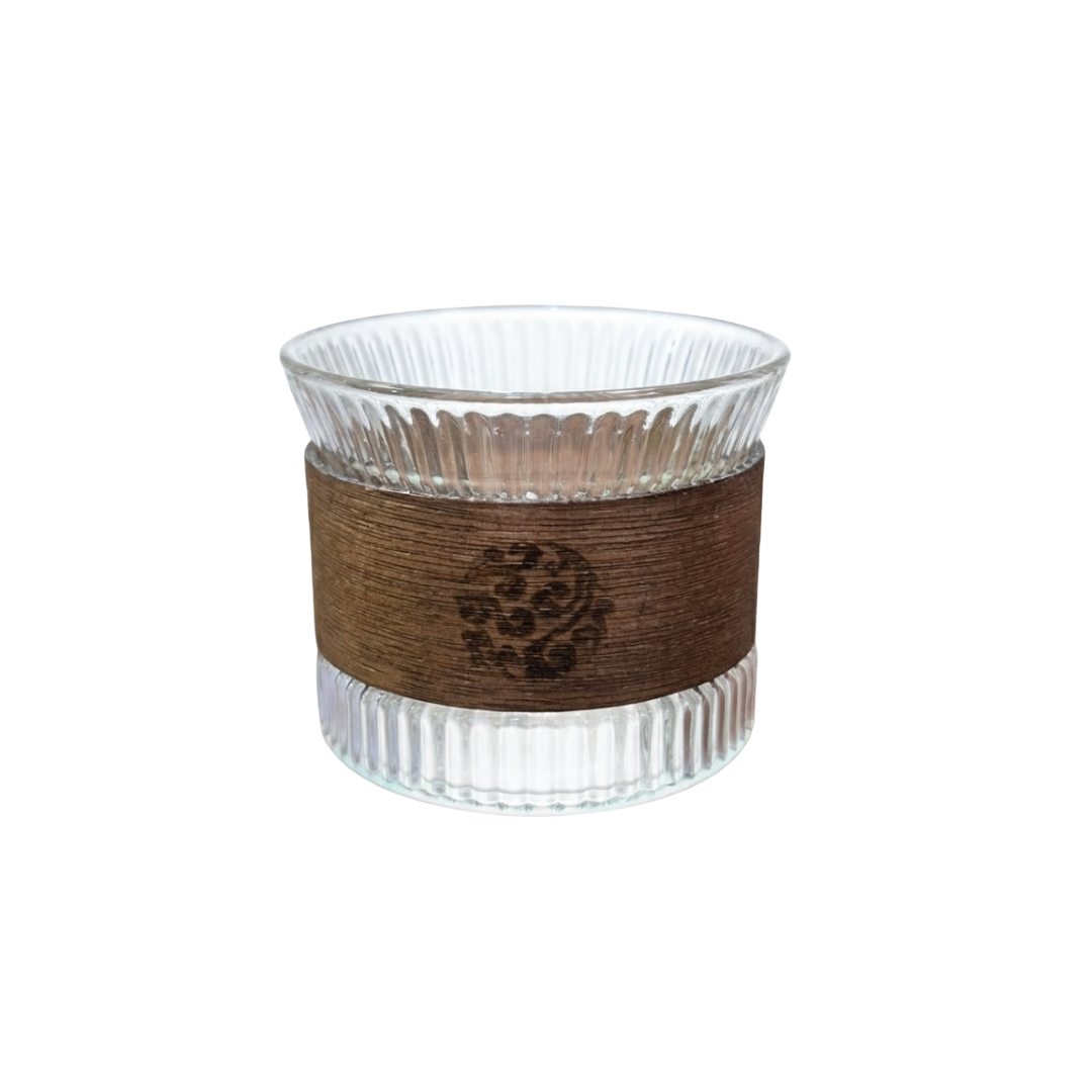 Ribbed Borosilicate Tumbler with Wood Band