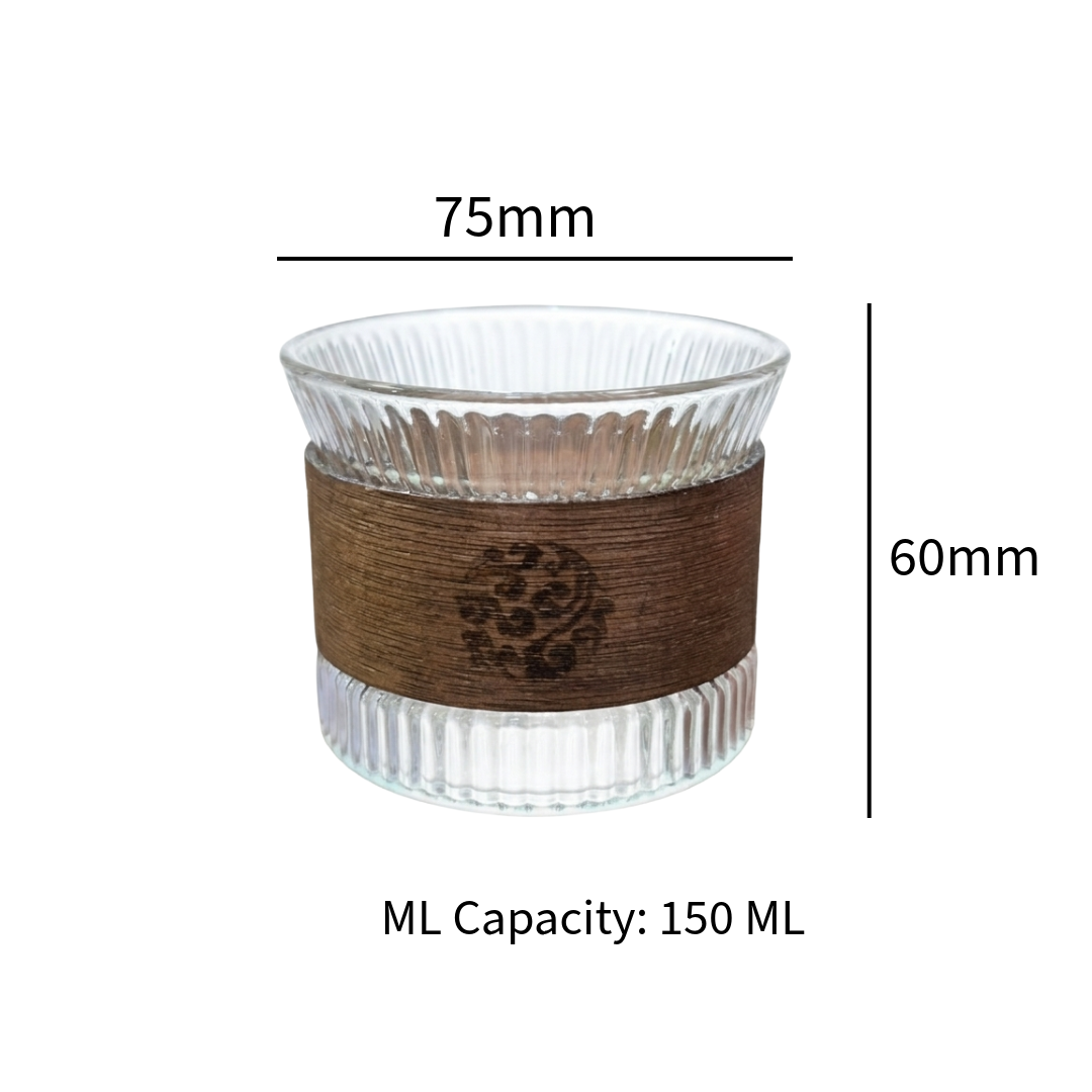 Ribbed Borosilicate Tumbler with Wood Band