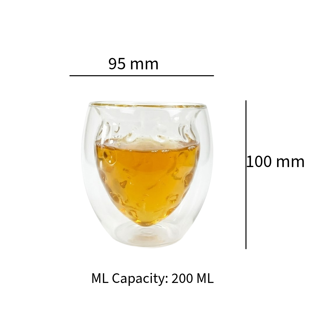 strawberry shaped  Double Wall Borosilicate juice glasses
