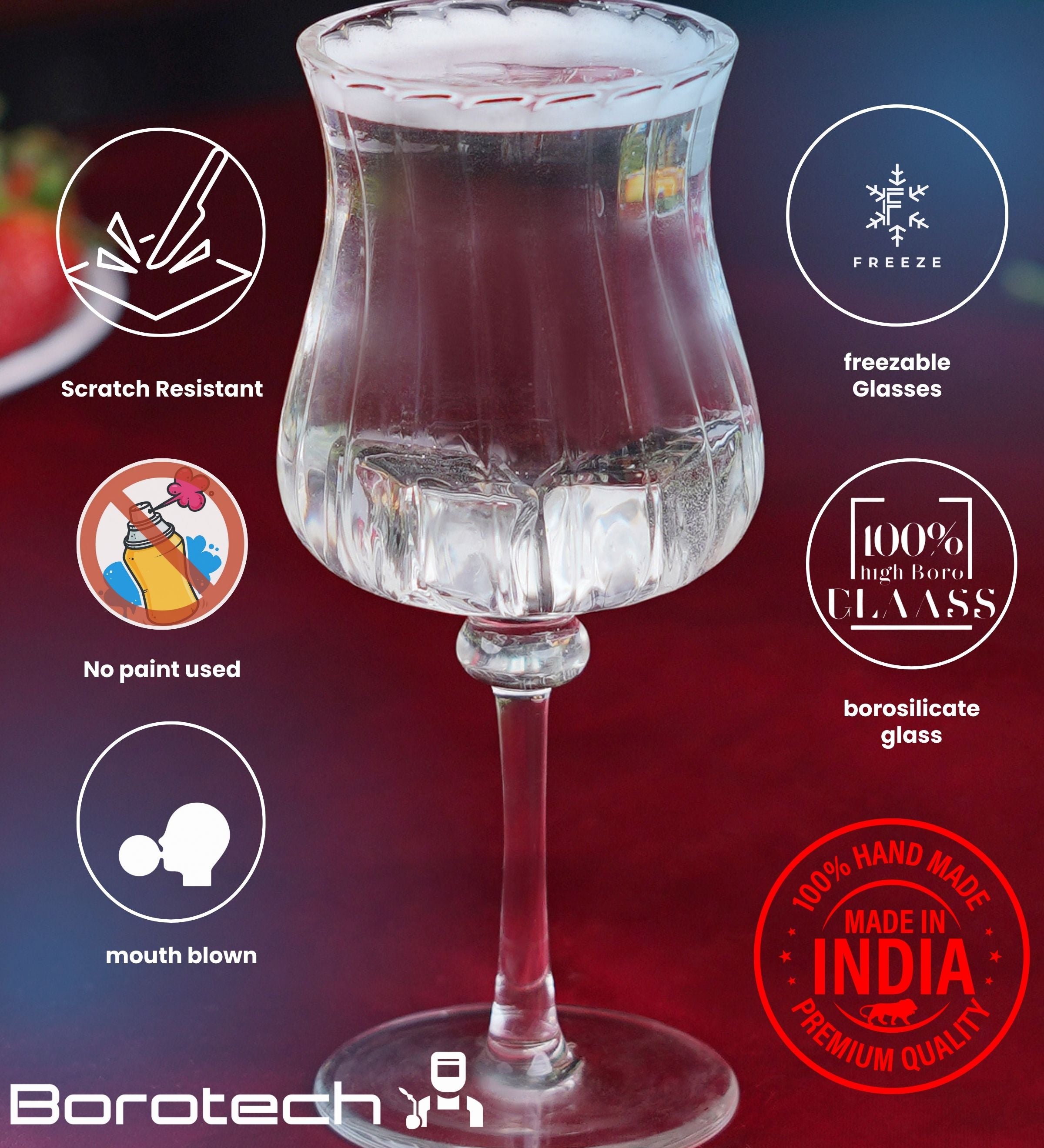 Bloom Fluted Stem Glass Set (Set of 2) – Spring-Inspired Elegant Drinkware