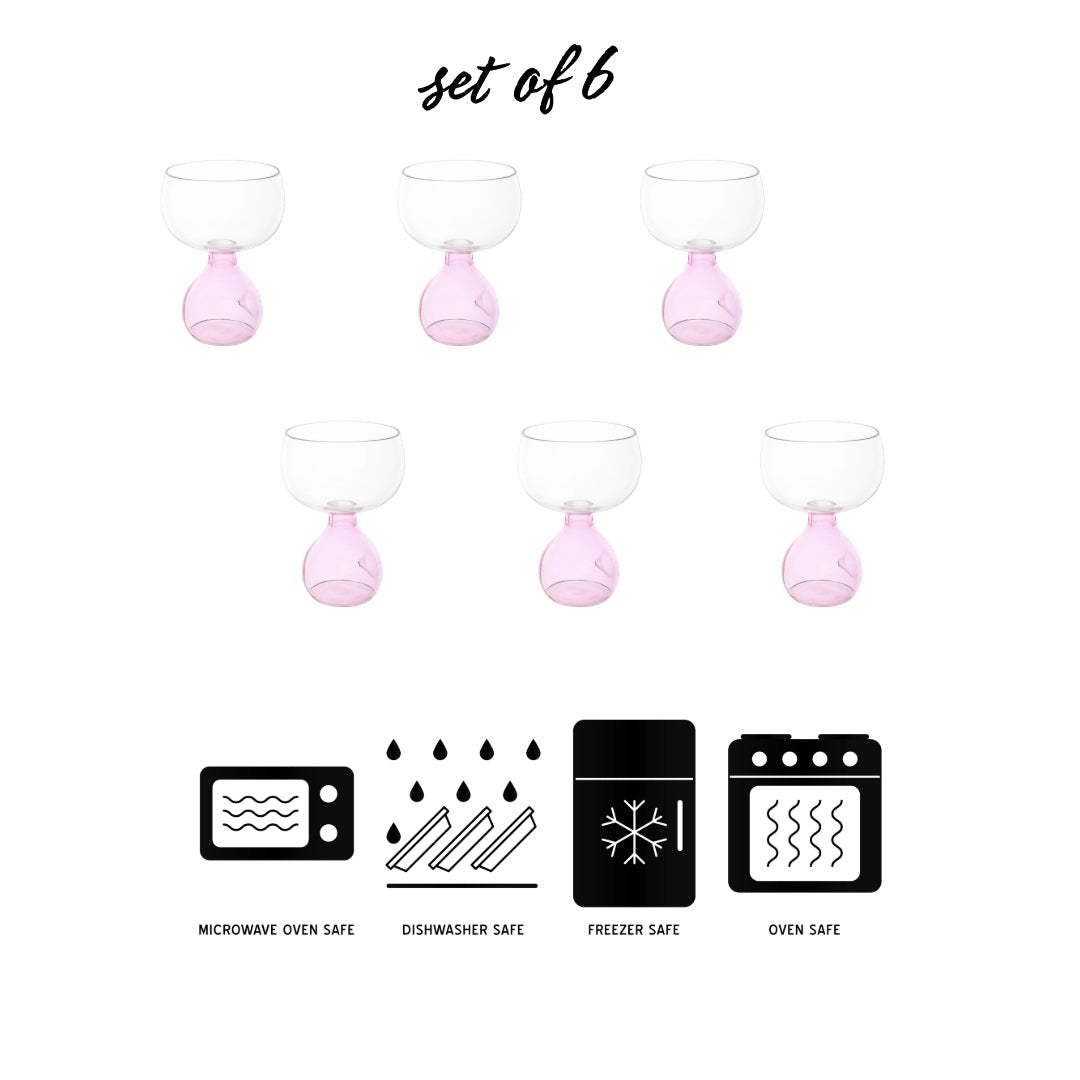 Handcrafted clear pink dessert coupe, combining elegance and durability for special occasions.