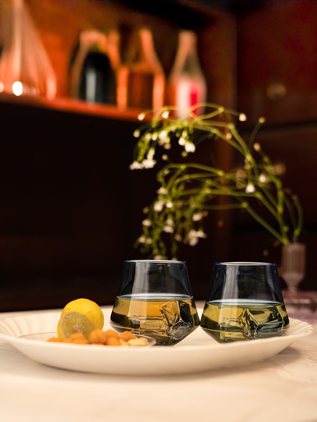 Handcrafted Dancing Glass with a dynamic tilt, combining style and functionality for any occasion.