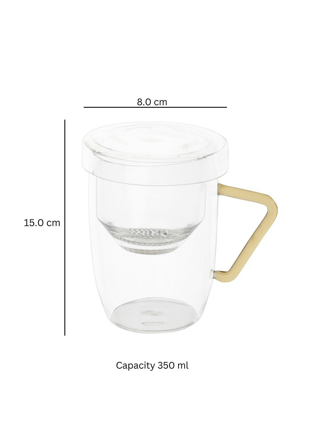 borosilicate Infusion Brew Tea Mug - Borotechheight : 105 mm diameter: 80 mm ml capacity : 350 ml1transparentBorotech