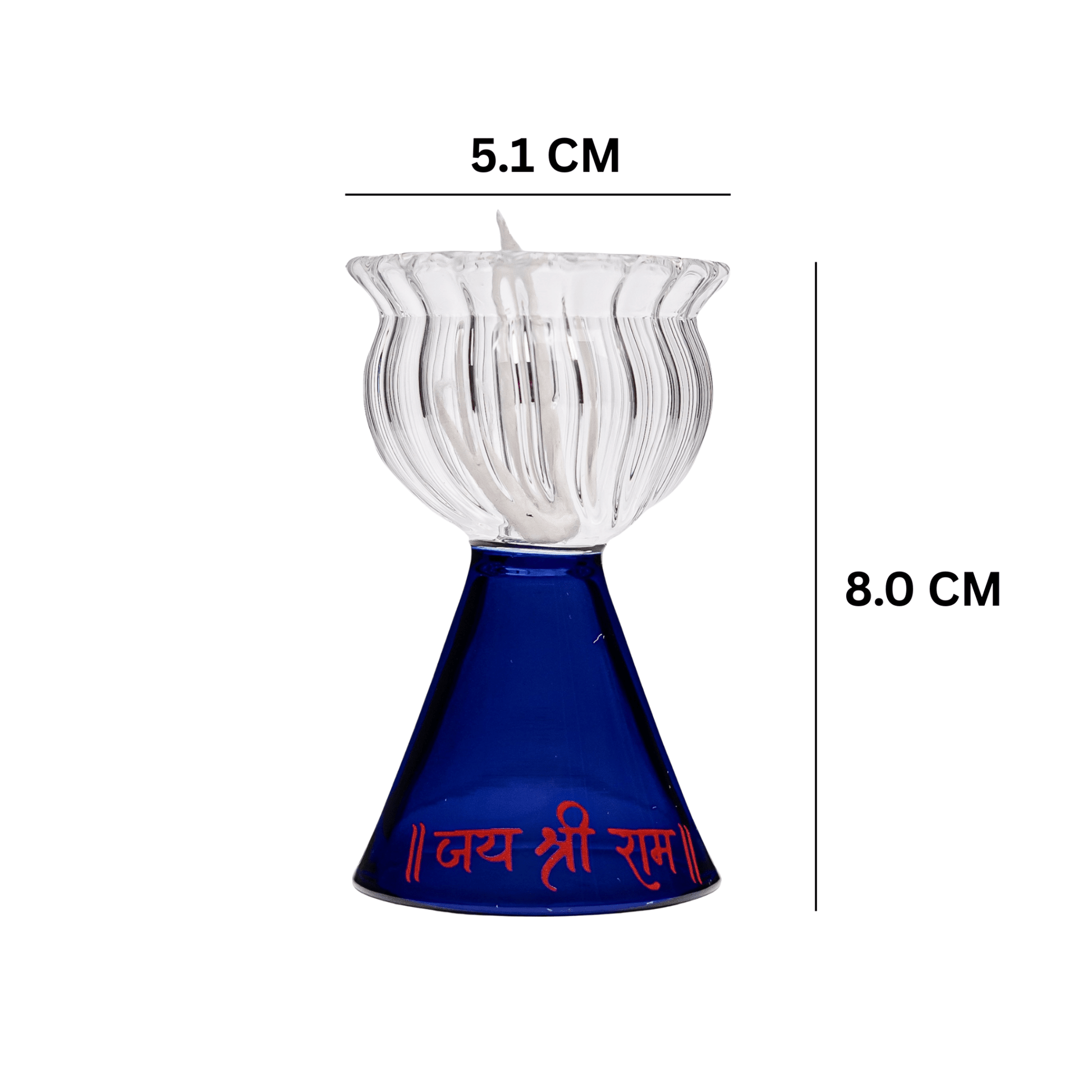Borotech Blue Glass Diya – Handmade Pedestal Oil Lamp for Pooja & Decor - BorotechGD - BLUE - 01PCBorotech