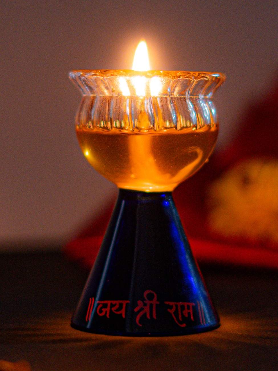Borotech Blue Glass Diya – Handmade Pedestal Oil Lamp for Pooja & Decor - BorotechGD - BLUE - 01PCBorotech