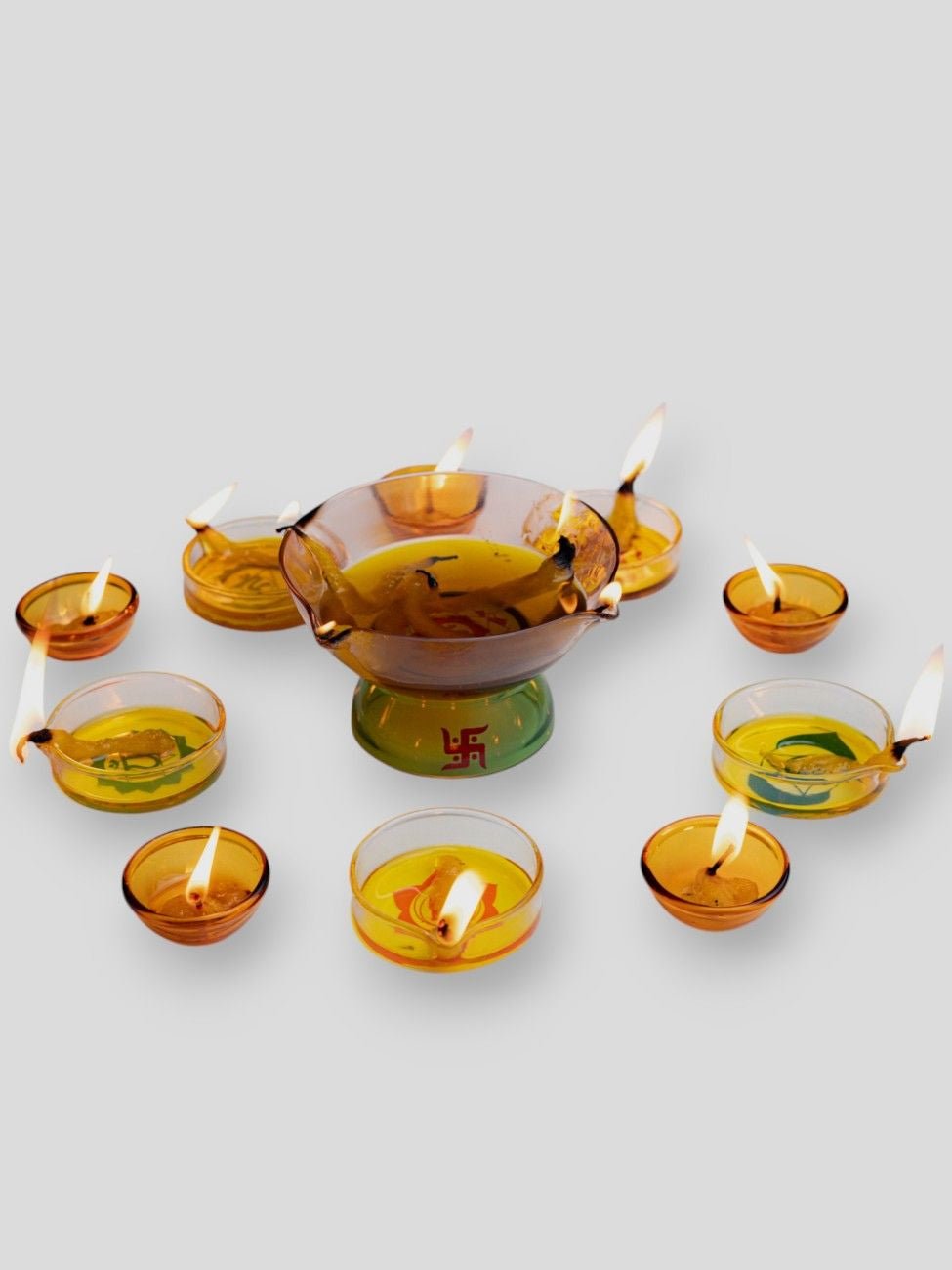 Borotech Chakra Diya Set – 11 Pc Oil Lamps for Puja & Festive Decor - BorotechGD - CHAKRA - 11PCBorotech