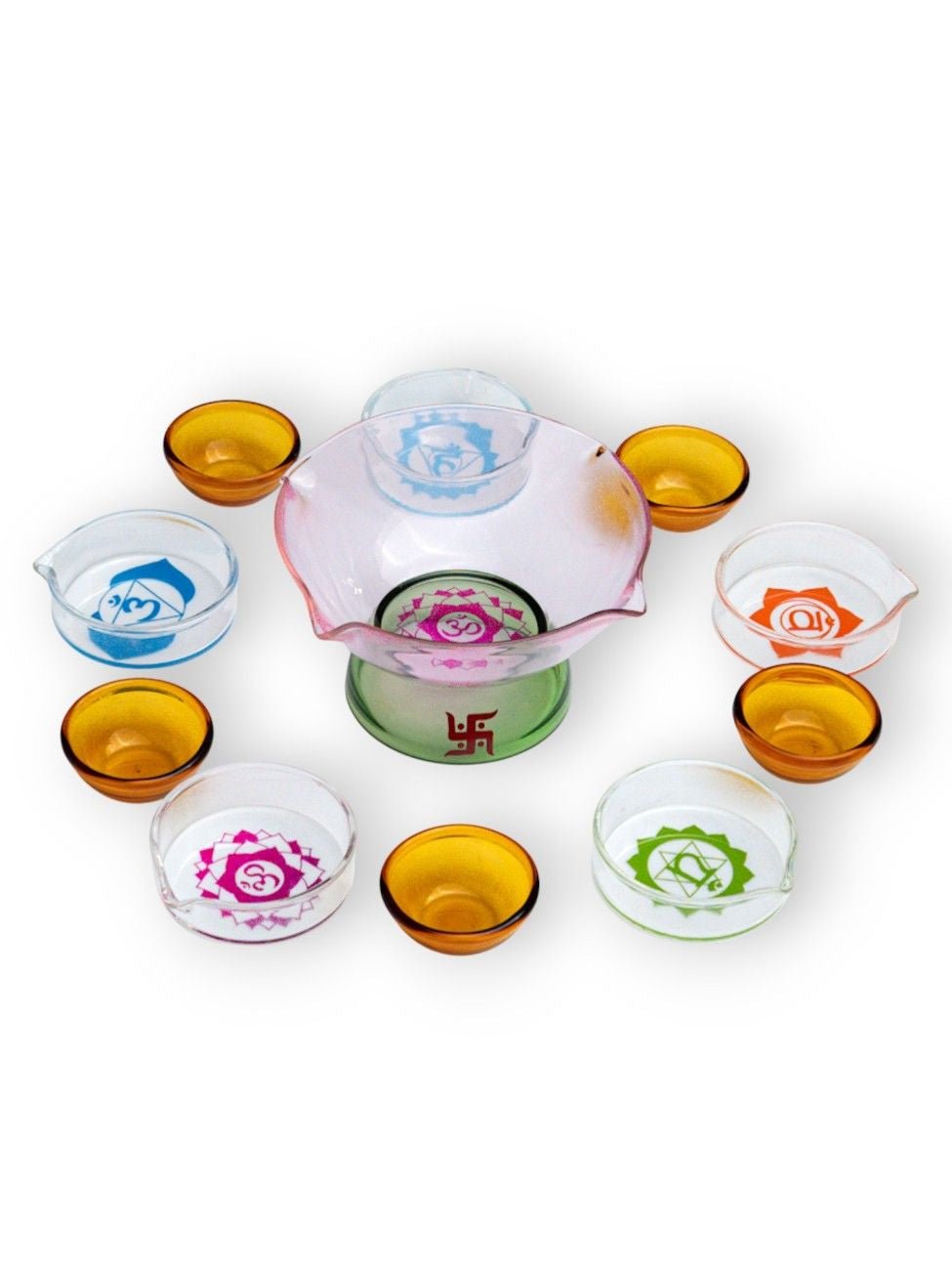 Borotech Chakra Diya Set – 11 Pc Oil Lamps for Puja & Festive Decor - BorotechGD - CHAKRA - 11PCBorotech