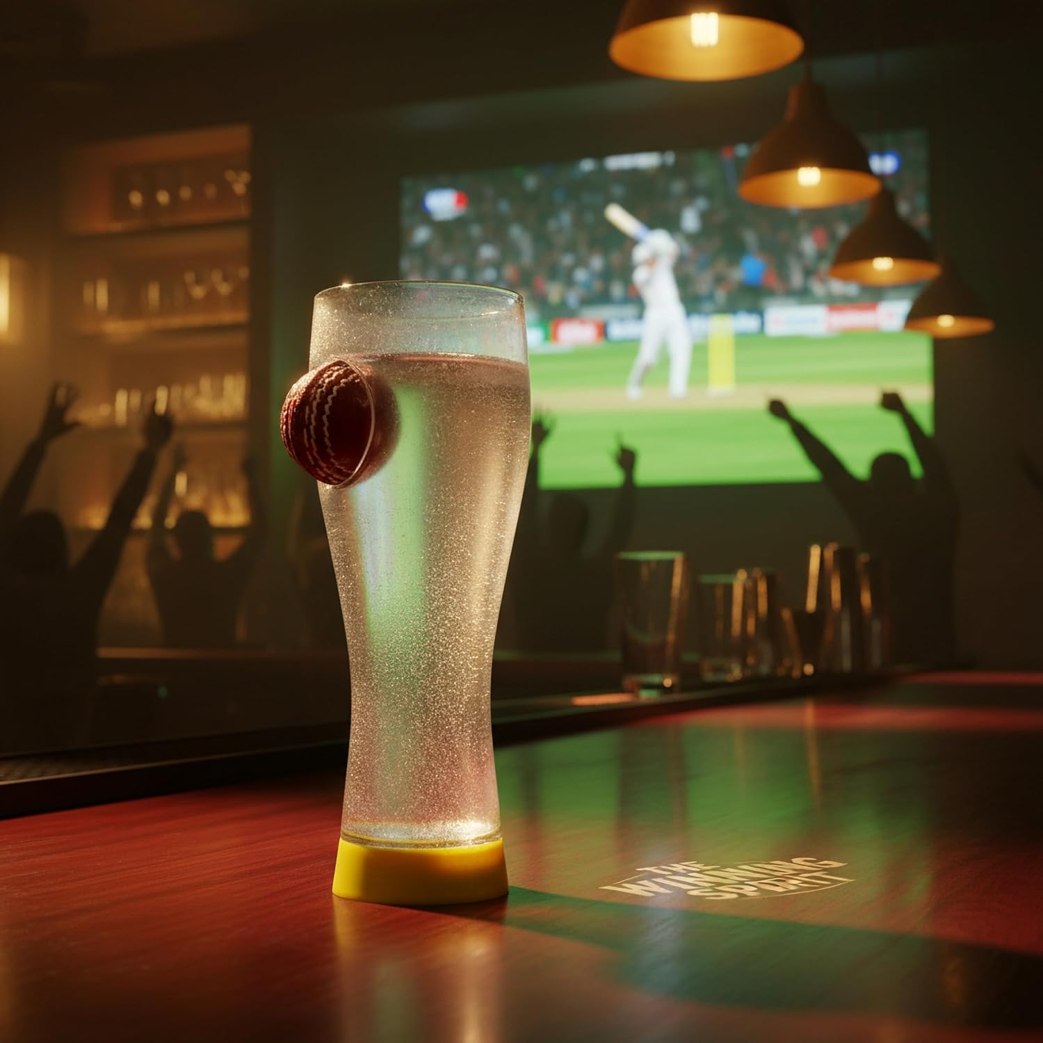 Borotech Cricket Series Borosilicate Hand Blown Beer Glass with Real Leather Cricket Ball, 450 ml Capacity, Real Leather mini Ball detatchable Style (Blue) - BorotechBlueB0GFN4BPJVBorotech