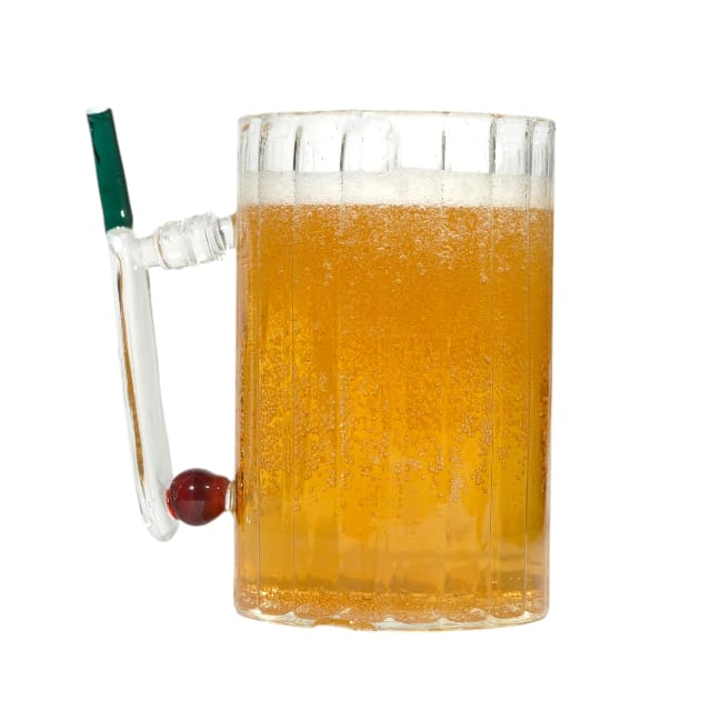 Borotech Cricket Series Handmade Beer Mug with Bat, Wicket & Ball Design, Borosilicate Clear Glass, 350 ml | Cricket Fan Gift for IPL & T20 Season - BorotechBorotech