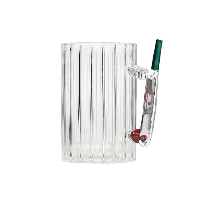 Borotech Cricket Series Handmade Beer Mug with Bat, Wicket & Ball Design, Borosilicate Clear Glass, 350 ml | Cricket Fan Gift for IPL & T20 Season - BorotechBorotech