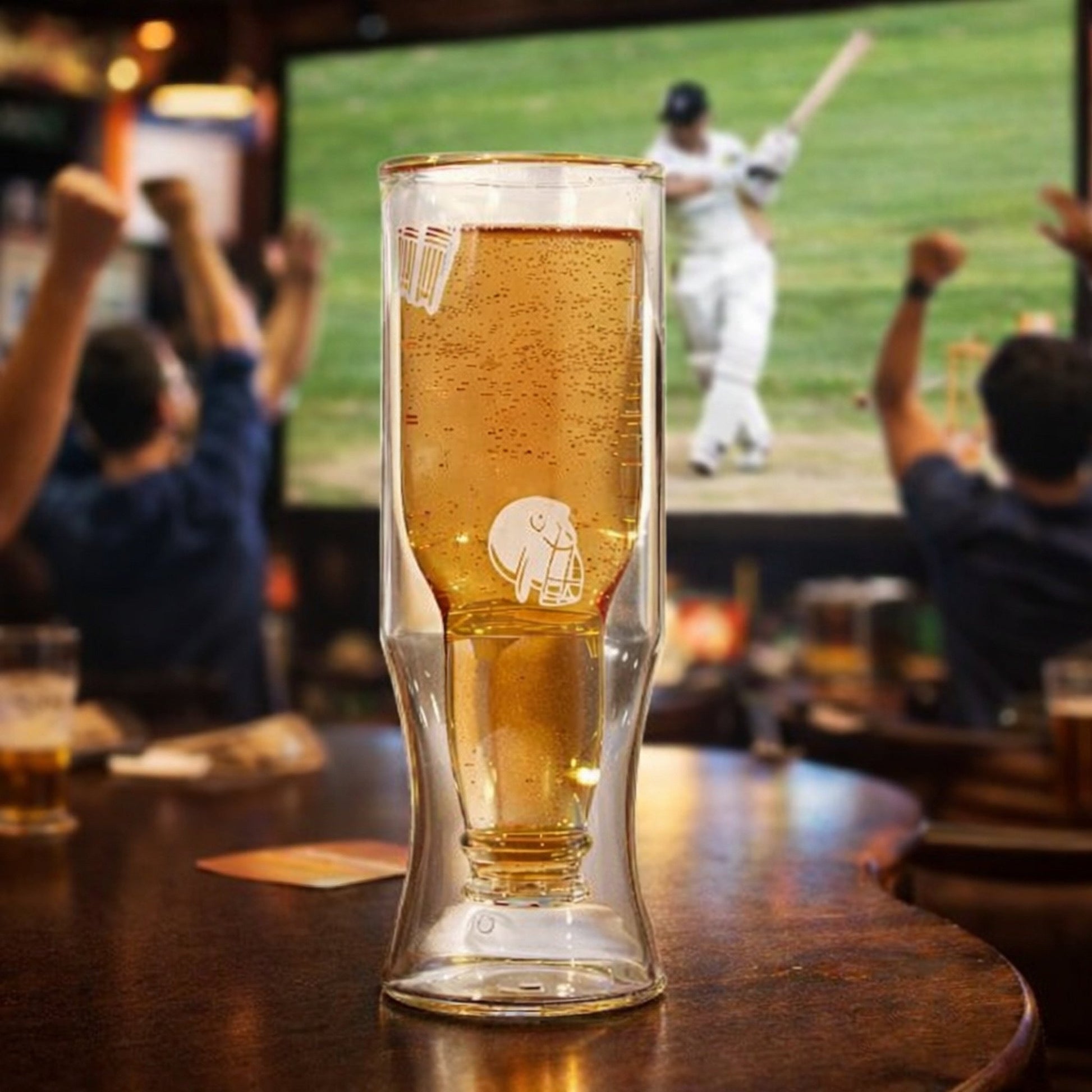 Borotech Double Wall Inverted Beer Bottle Glass, 350 ml | Cricket Engraved Clear Drinkware, 21 cm Height | Match Day Glass for IPL, T20 & World Cup Fans - Borotechdouble wallBorotechdouble wall