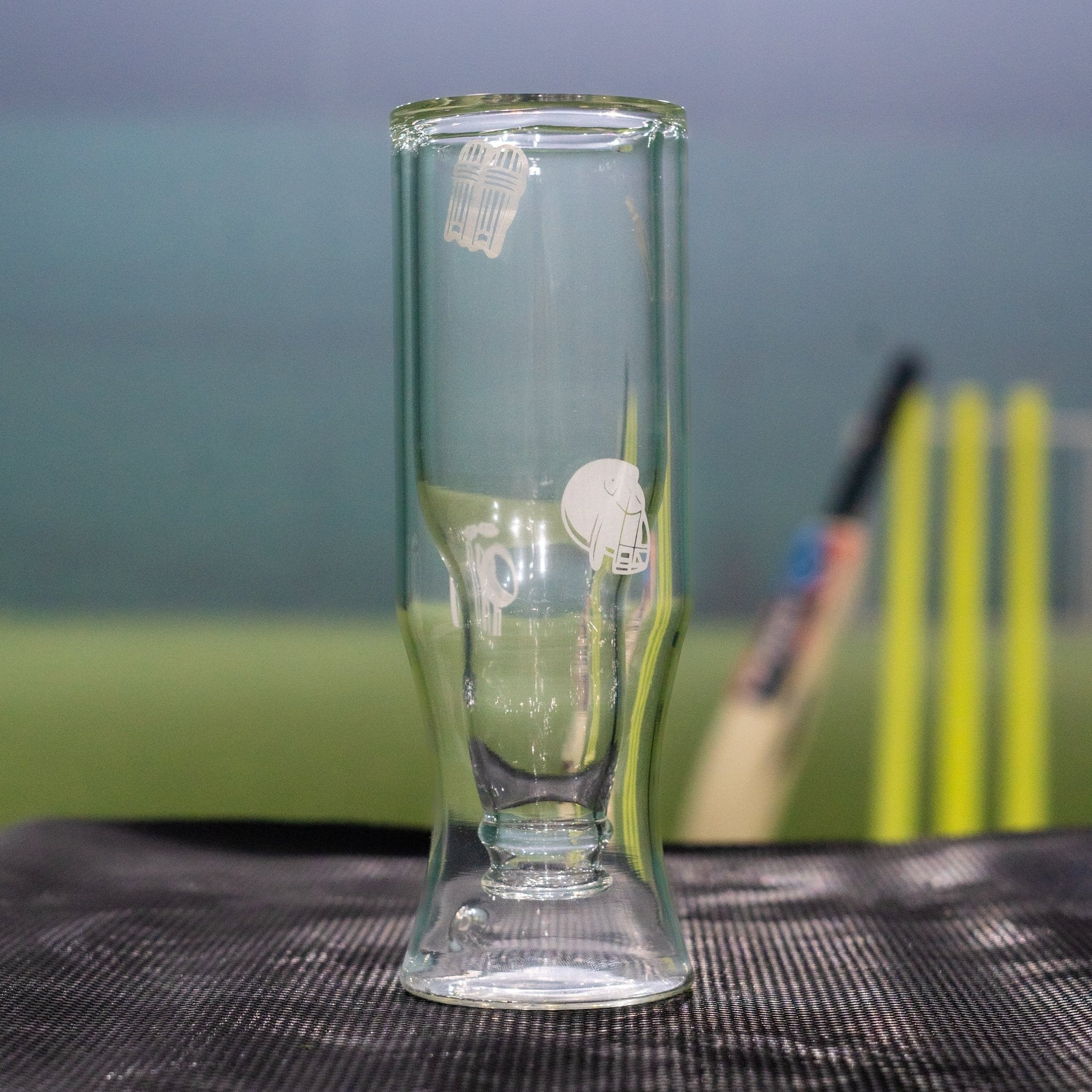 Borotech Double Wall Inverted Beer Bottle Glass, 350 ml | Cricket Engraved Clear Drinkware, 21 cm Height | Match Day Glass for IPL, T20 & World Cup Fans - Borotechdouble wallBorotechdouble wall