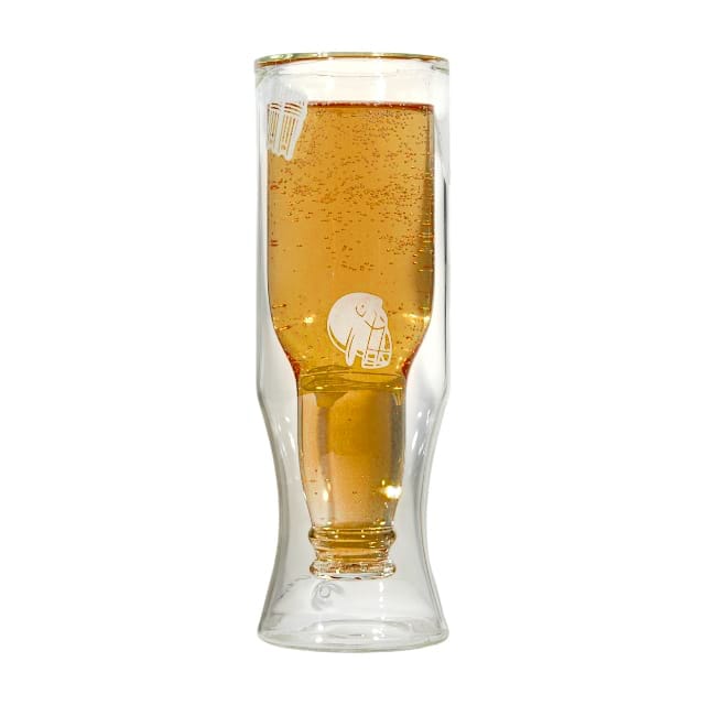 Borotech Double Wall Inverted Beer Bottle Glass, 350 ml | Cricket Engraved Clear Drinkware, 21 cm Height | Match Day Glass for IPL, T20 & World Cup Fans - Borotechdouble wallBorotechdouble wall