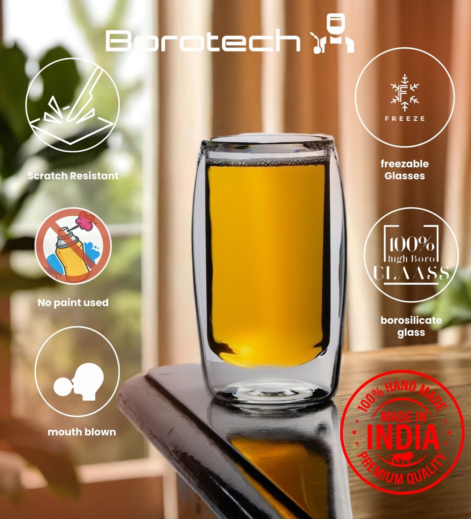 Borotech Freezable Double Wall Glass Tumbler - Borotech4Borotech