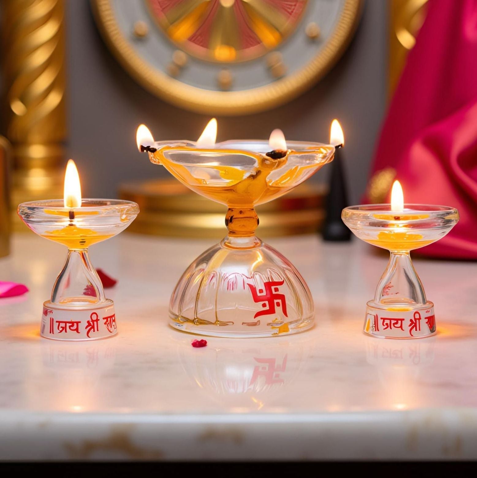 Borotech Glass Diyas – 3 Pc Set for Pooja & Festive Home Decor - BorotechGD - CLEAR - COMBO - 3PCBorotech