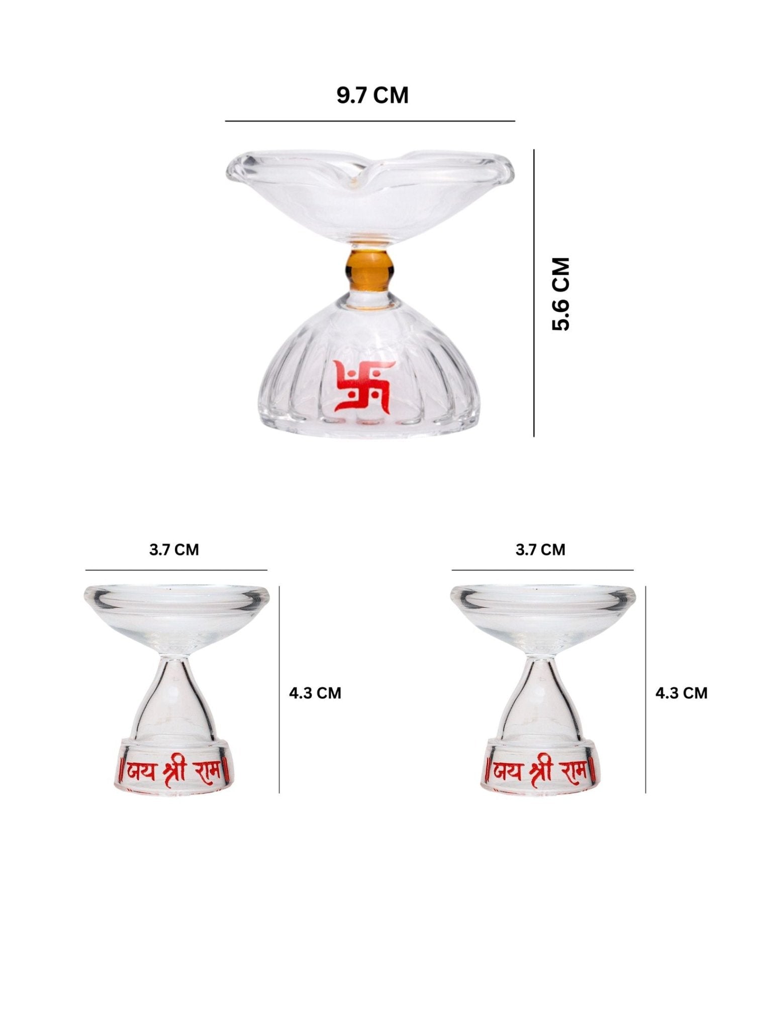Borotech Glass Diyas – 3 Pc Set for Pooja & Festive Home Decor - BorotechGD - CLEAR - COMBO - 3PCBorotech