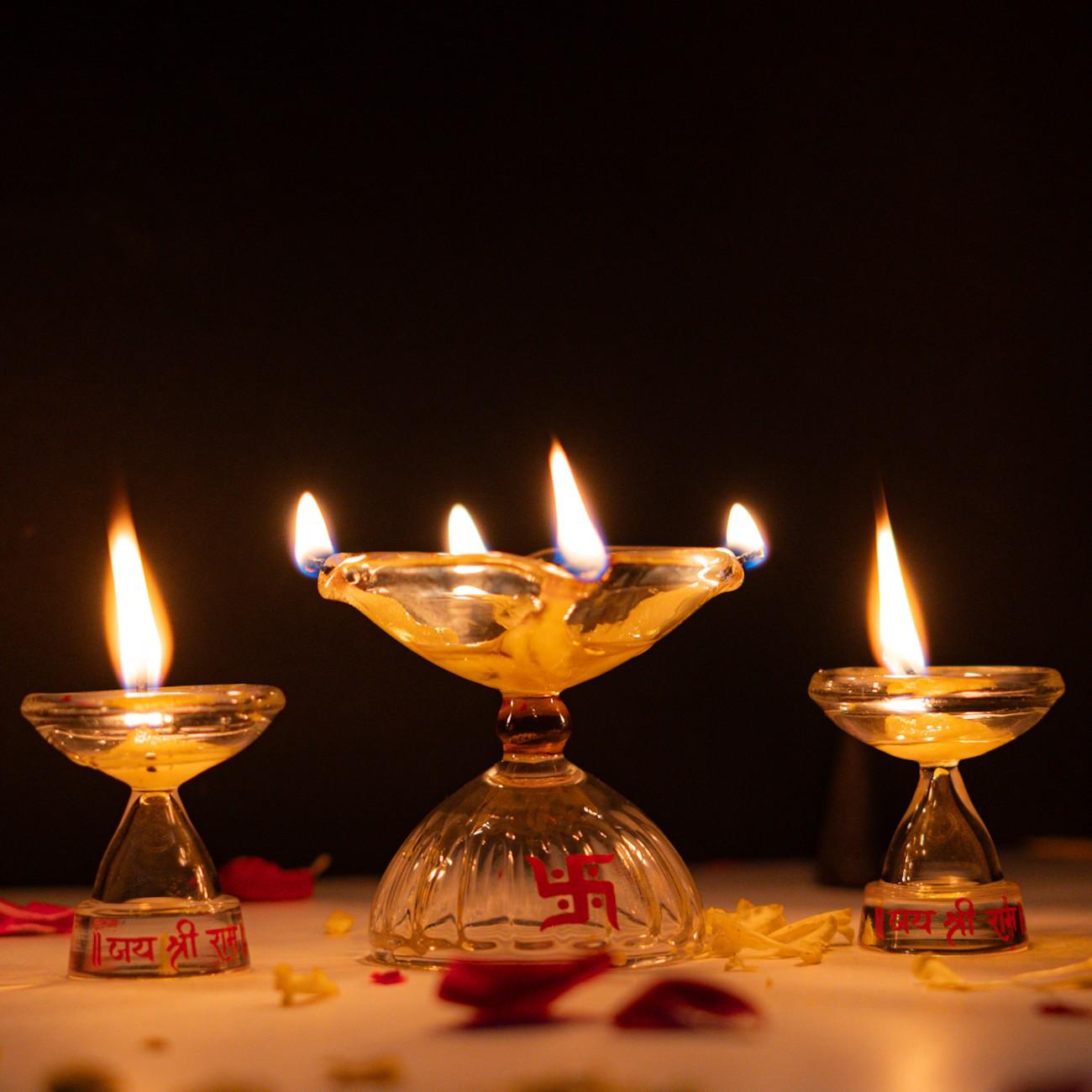 Borotech Glass Diyas – 3 Pc Set for Pooja & Festive Home Decor - BorotechGD - CLEAR - COMBO - 3PCBorotech