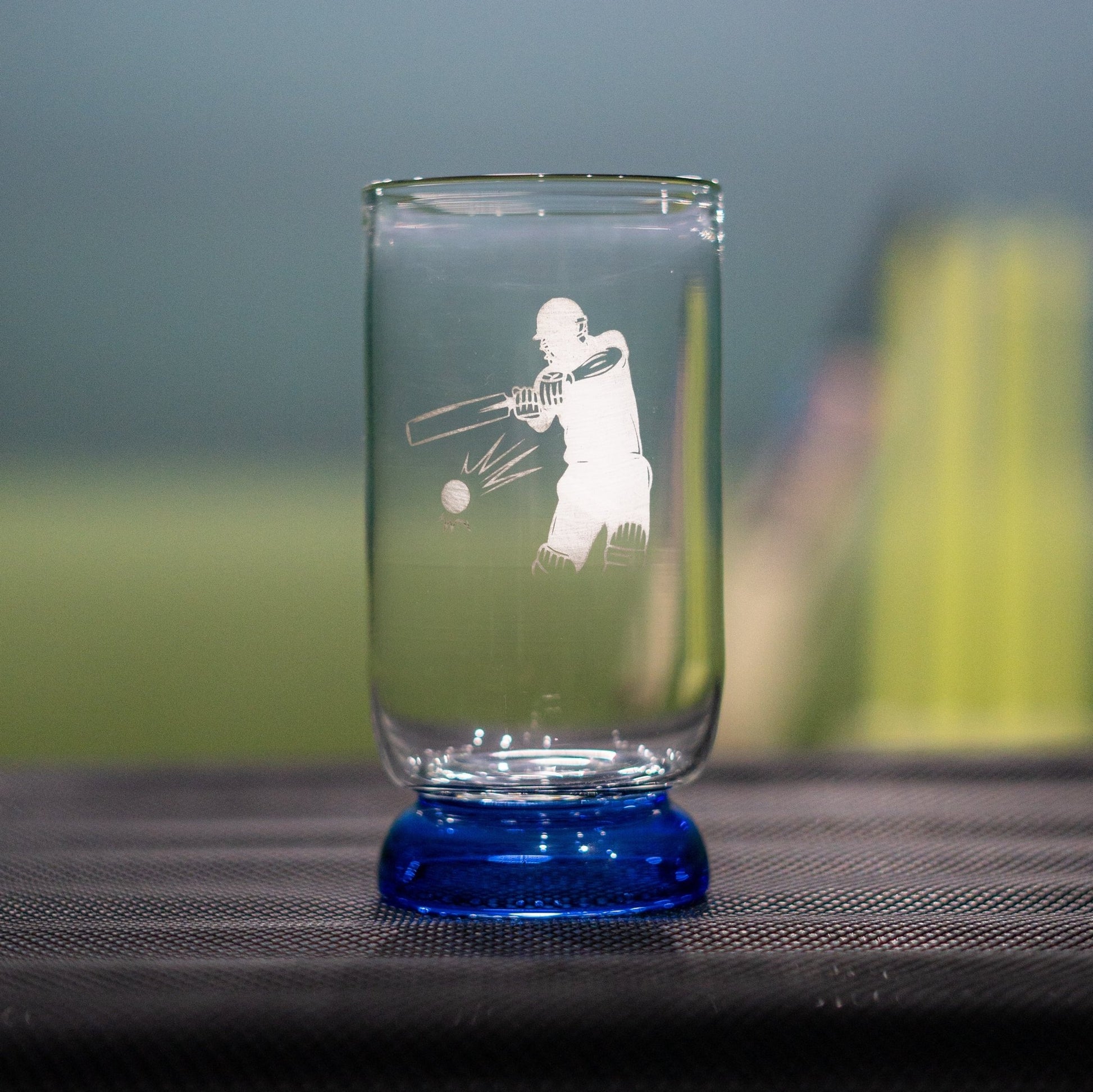 Borotech Glass Juice Tumbler with Matching Cricket Team Color, Transparent, 350ml Hand Made Borosilicate Glass worldcup and ipl Fever Fan Collection - BorotechBlueBorotech