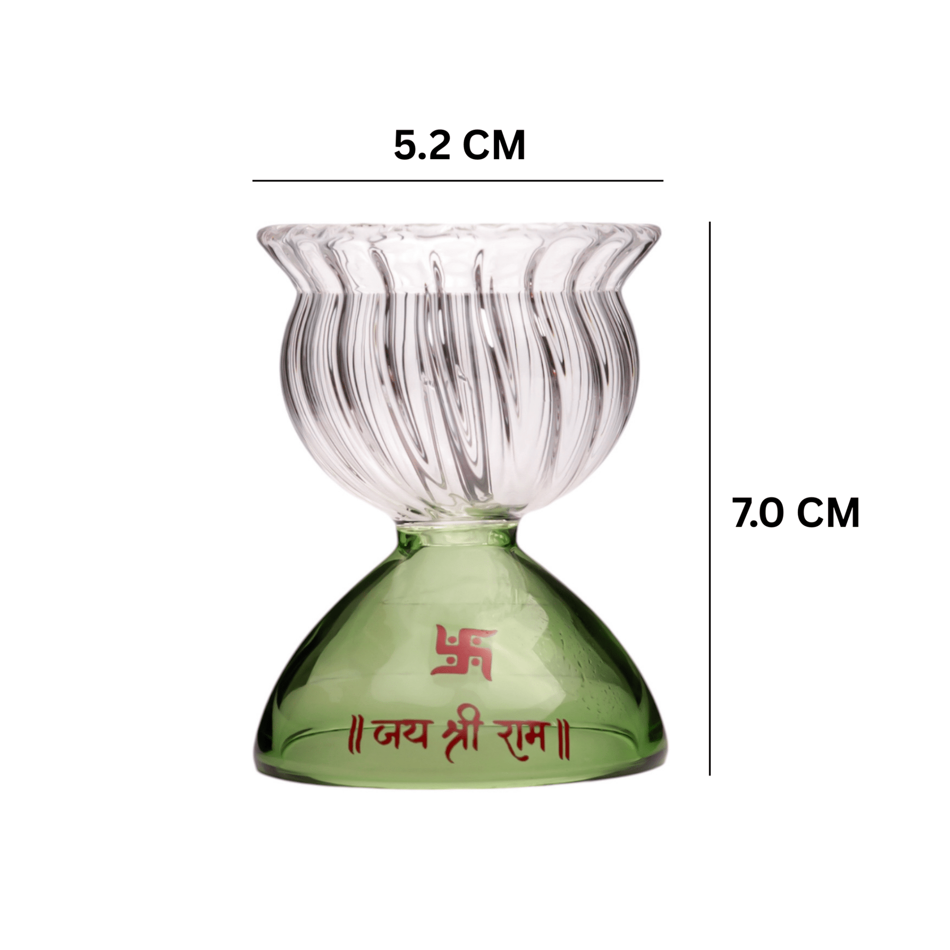 Borotech Green Glass Diya – Handmade Jai Shri Ram Lamp for Pooja Decor - BorotechGD - GREEN - 01PCBorotech