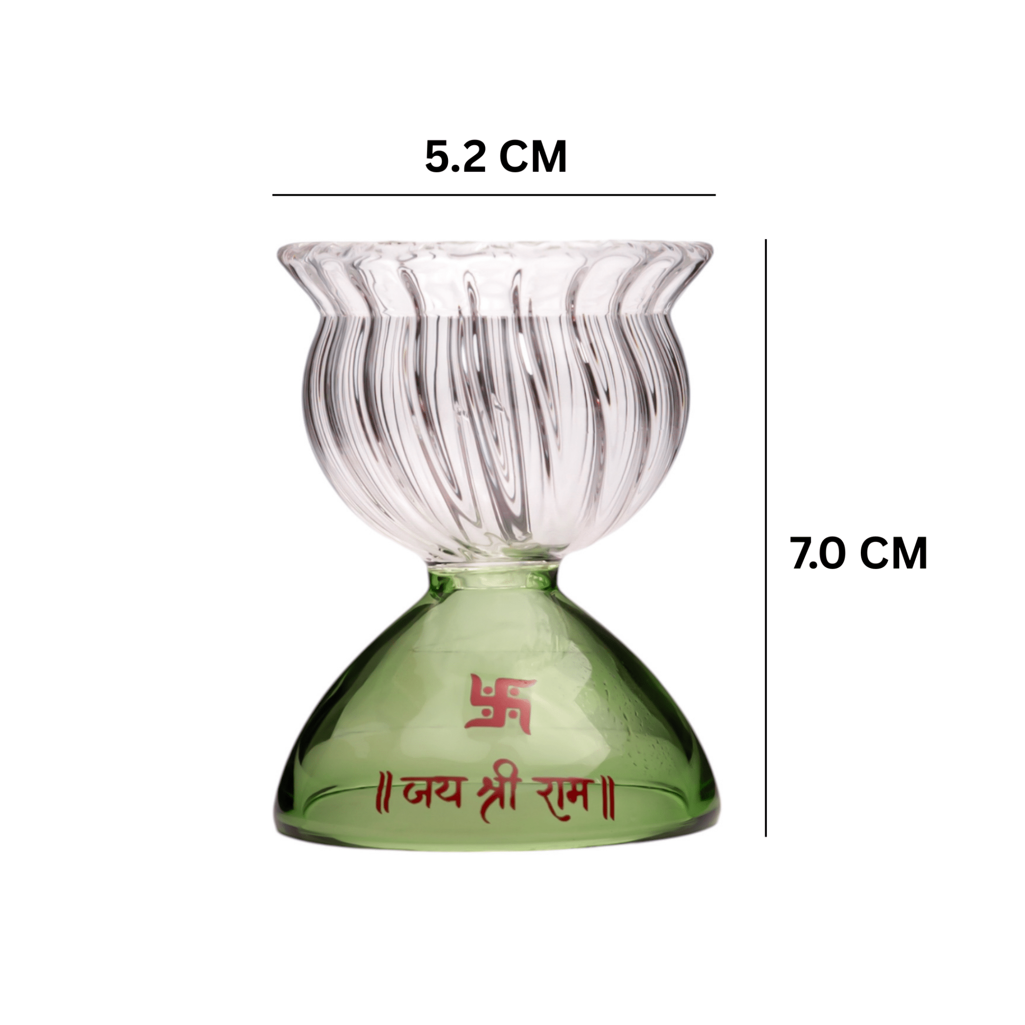 Borotech Green Glass Diya – Handmade Jai Shri Ram Lamp for Pooja Decor - BorotechGD - GREEN - 01PCBorotech