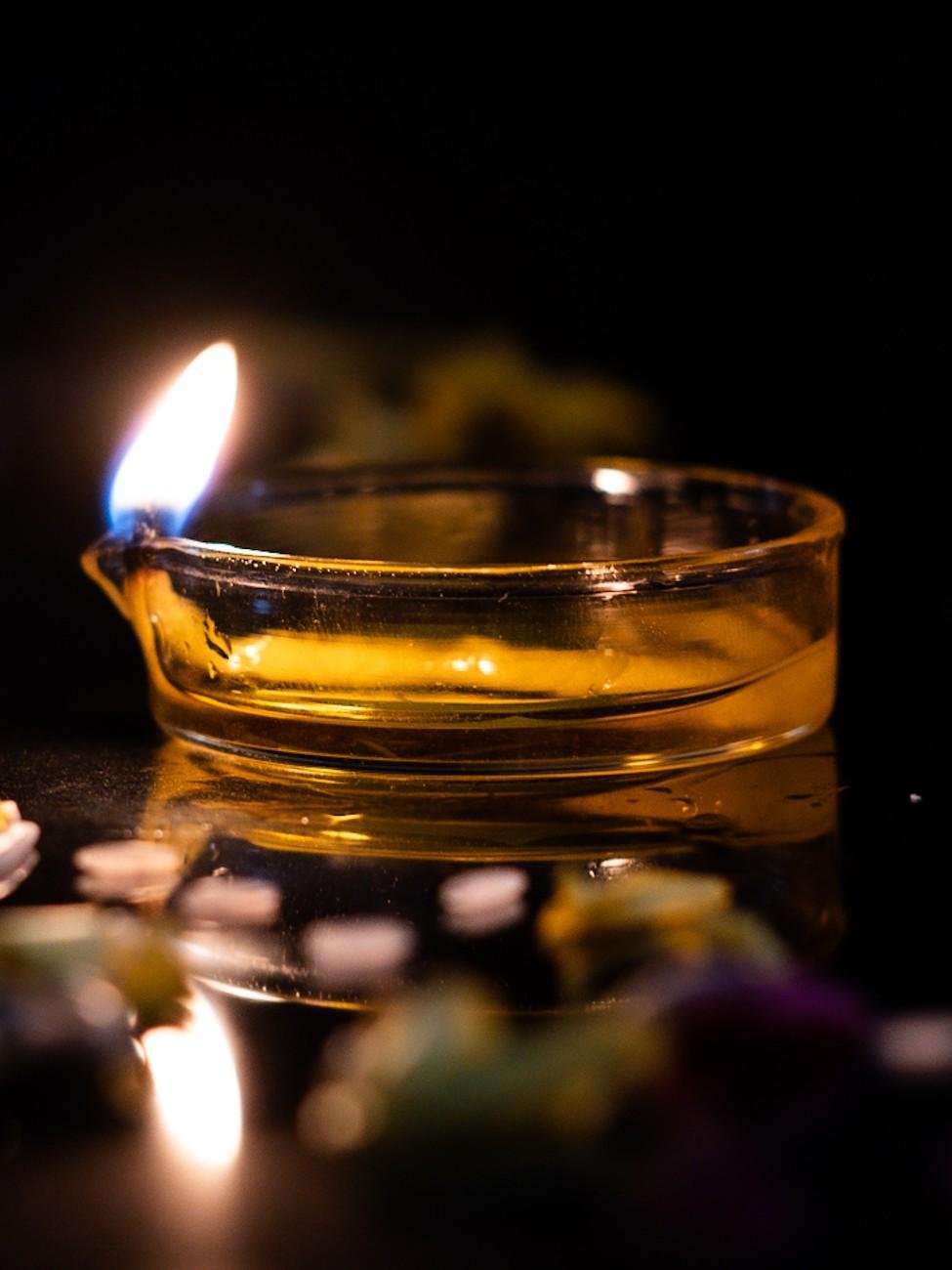 Borotech Printed Glass Diyas – 7 Pc Set for Festive & Pooja Decor - BorotechGD - CLEAR - 07Borotech