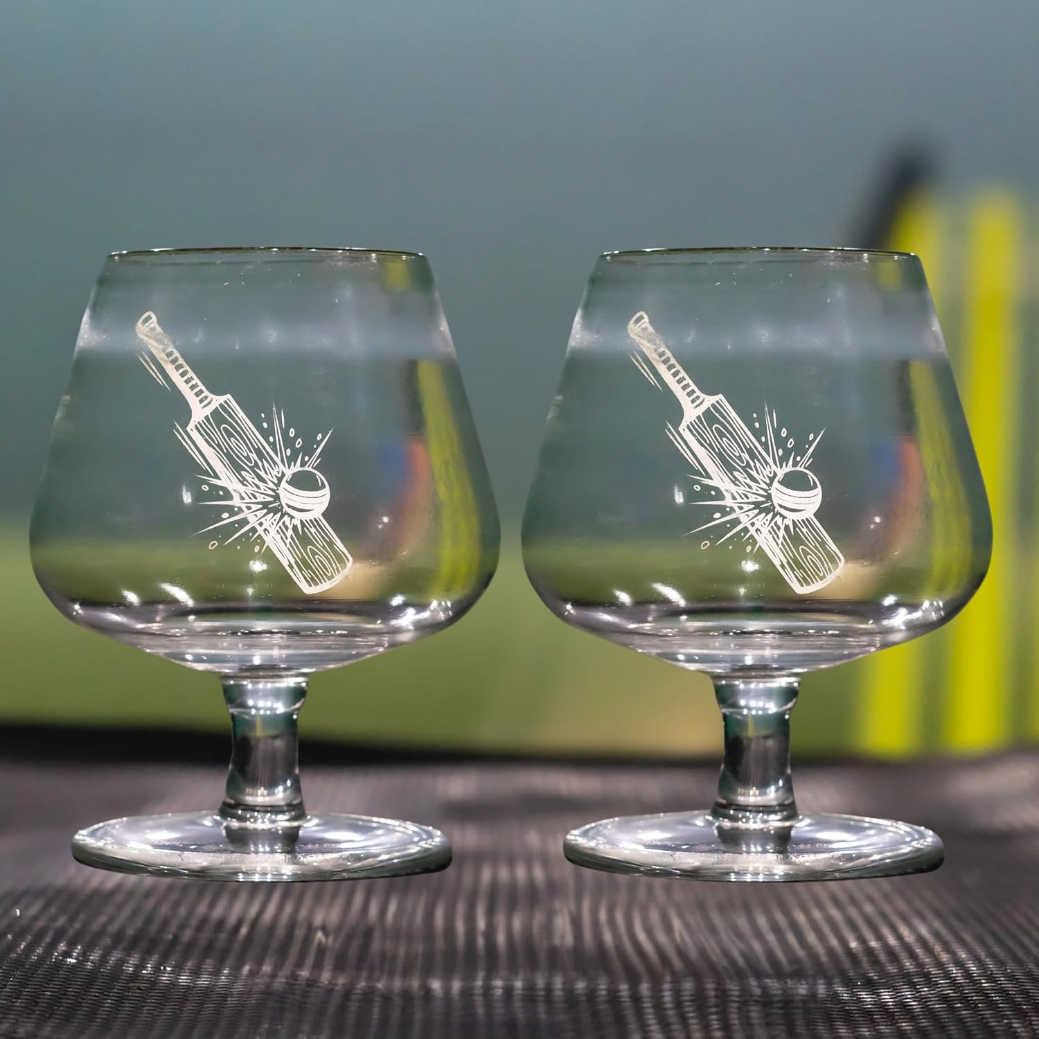 Borotech Whiskey Brandy Glass with Cricket Theme Engraving, Hand Blown Borosilicate Glass, 350ml, Transparent, - BorotechB0GFVRPRNMBorotech