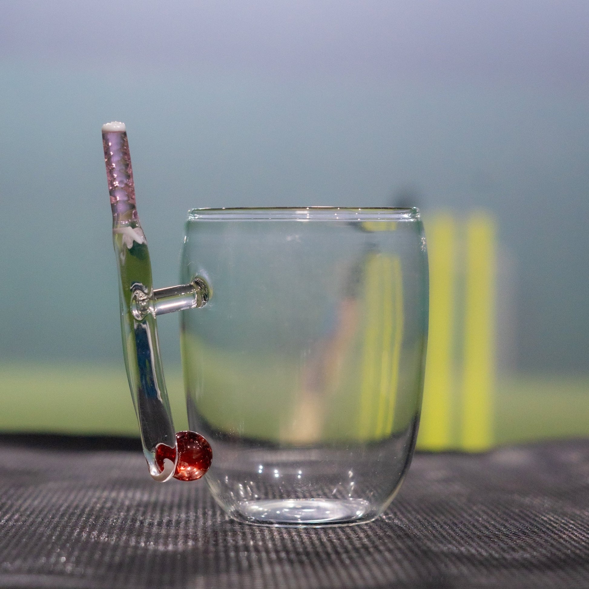 Cricket Theme Glass Coffee & Tea Mug with Bat Ball Wicket Handle, Handmade 100% Borosilicate Glass, Unique Gift for Cricket Enthusiasts - BorotechPinkcoffee mugsBorotechcoffee mugs
