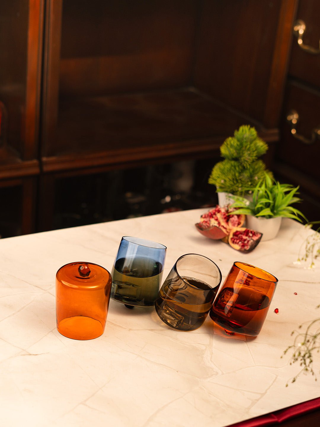 Handcrafted Gravity Swing whiskey glass with a sleek, tilted design for whiskey enthusiasts.