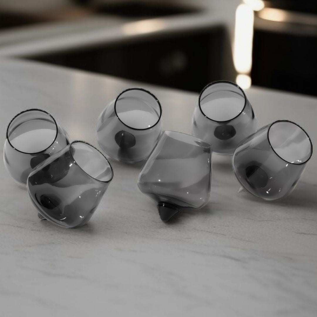Orbit Spinner Glass smokey Smokey Grey - Borotechheight : 115 mm diameter: 93mm ml capacity : 210 ml6Smokey GreyG - 30B smokey Smokey GreyBorotech